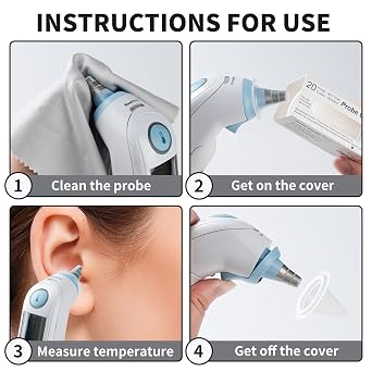 300 Pcs Ear Thermometer Probe Covers,Refill Caps Thermometer Covers for All Braun Thermometer Models and Various Types of Digital Thermometers