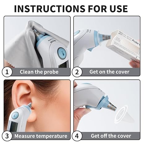 300 Pcs Ear Thermometer Probe Covers,Refill Caps Thermometer Covers for All Braun Thermometer Models and Various Types of Digital Thermometers