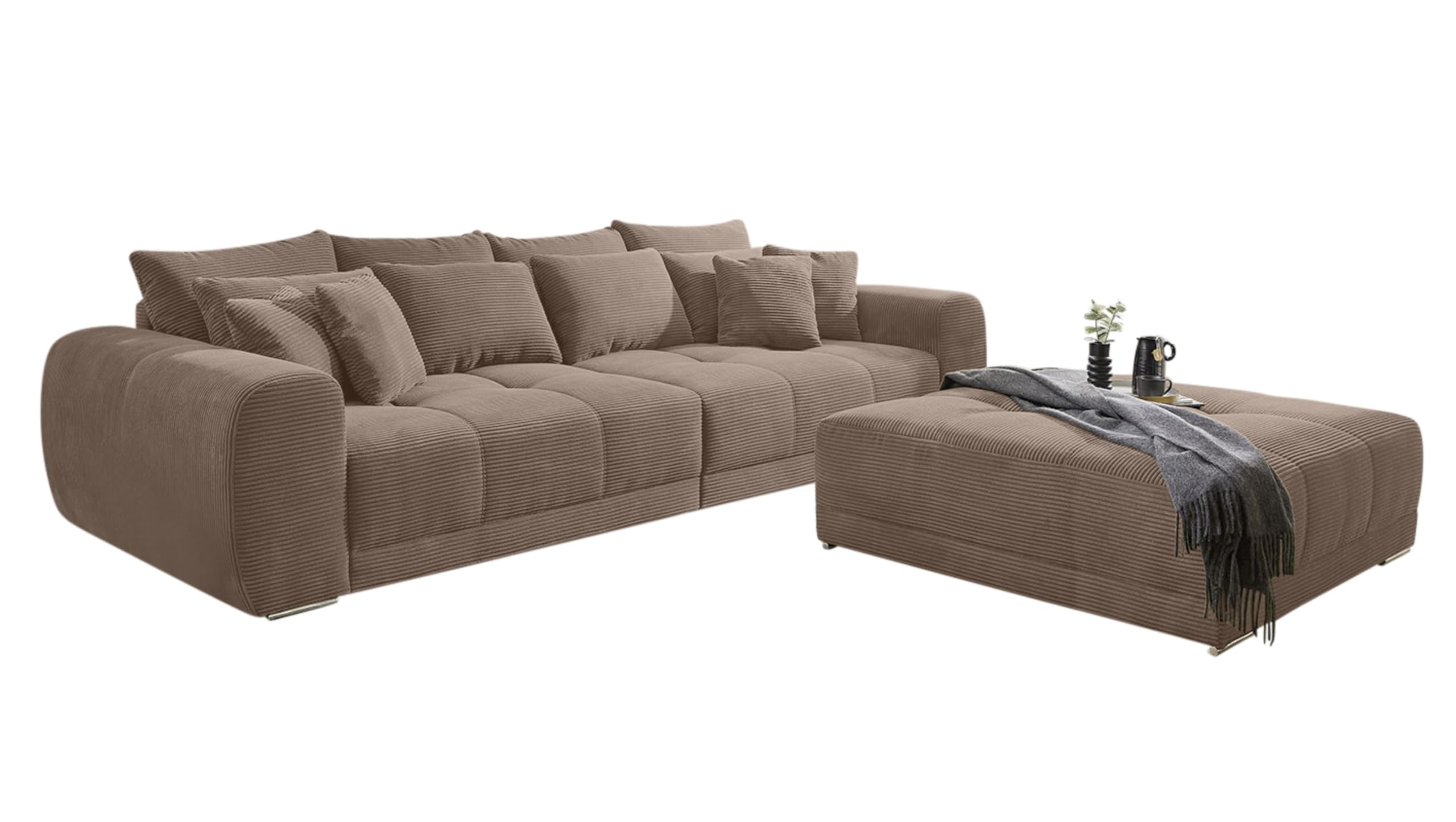 luma-Home 15174/ Big-Sofa XXL Lounge Couch, Cord-Bezug Braun Taupe