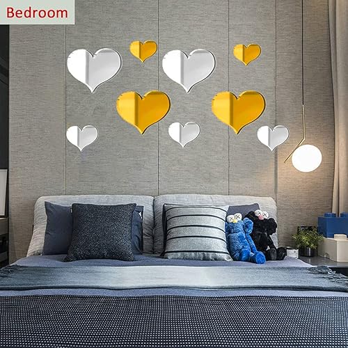 Miniatura 5 de Juego de 2 calcomanías hexagonales autoadhesivas para pared, espejo reflectante decorativo, lámina de pared acrílica, azulejos de plástico para sala