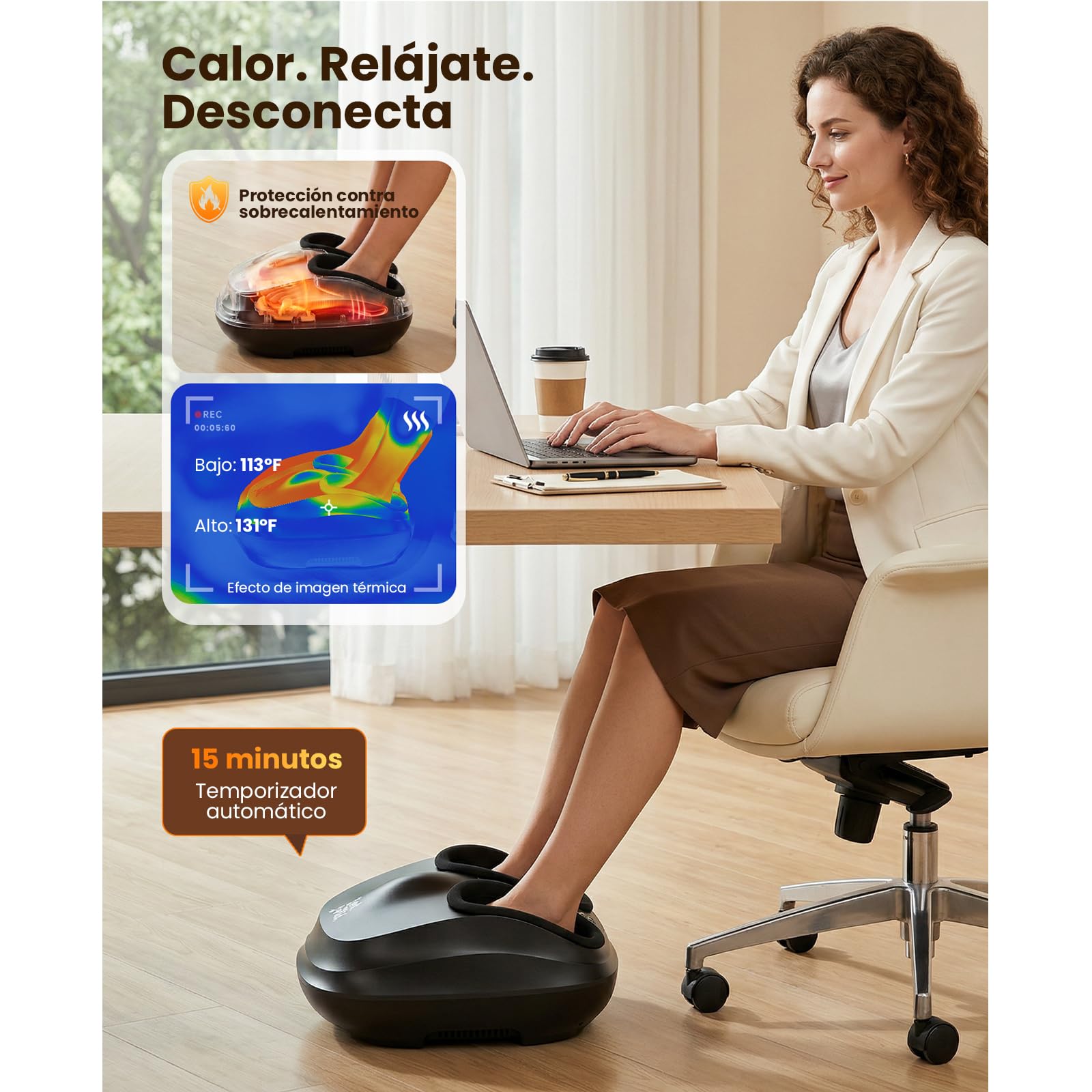 Bob and Brad Masajeador de pies con Calor, Amasado, Compresión y Mando a Distancia, Masajeador de Pies Eléctrico para Fascitis Plantar, Regalos para Hombres y Mujeres