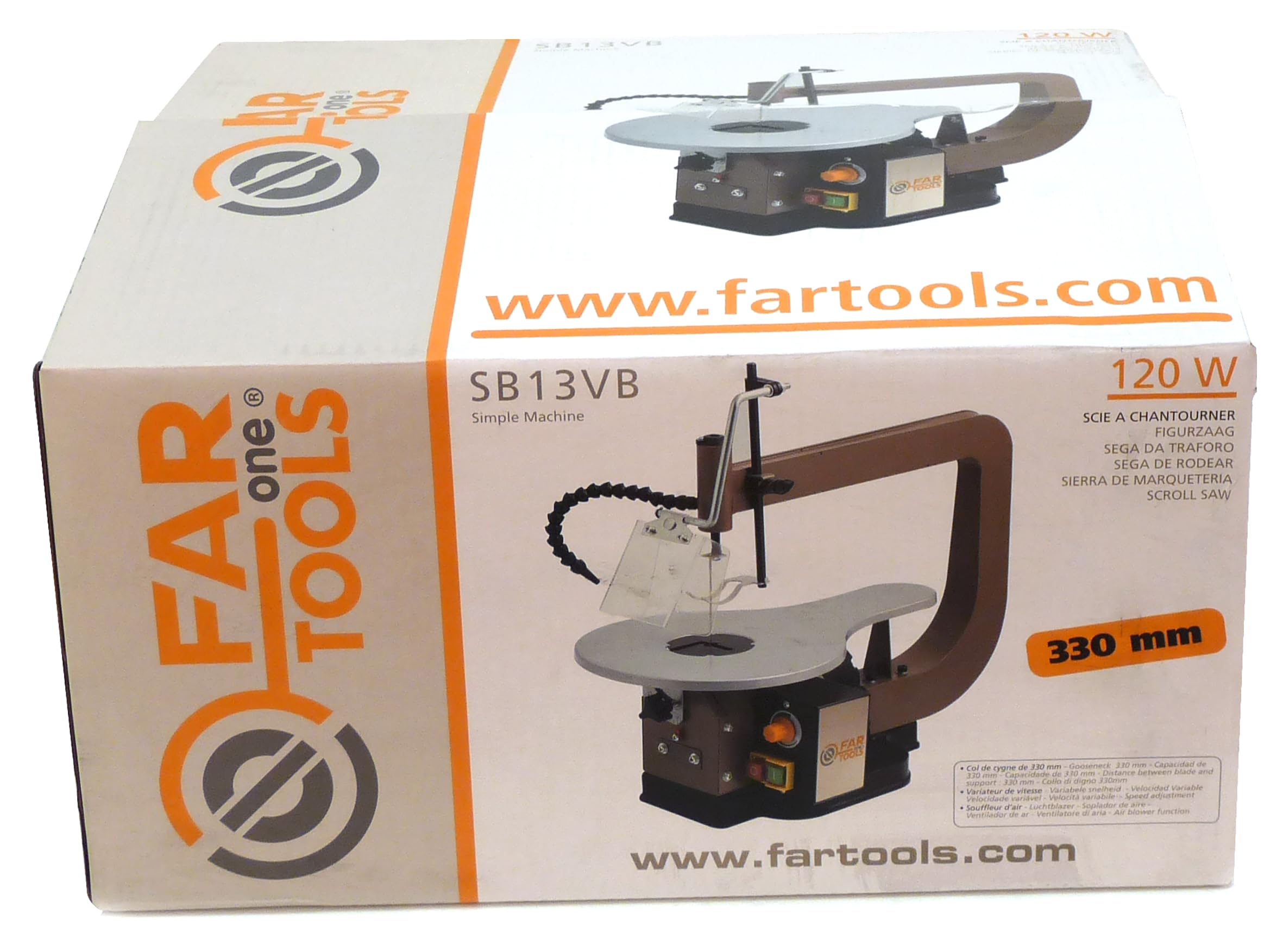 Fartools One Scie à chantourner 120W 415x250mm inclinable 45° vitesse variable 400-1600tr/min capacité coupe 330x70mm