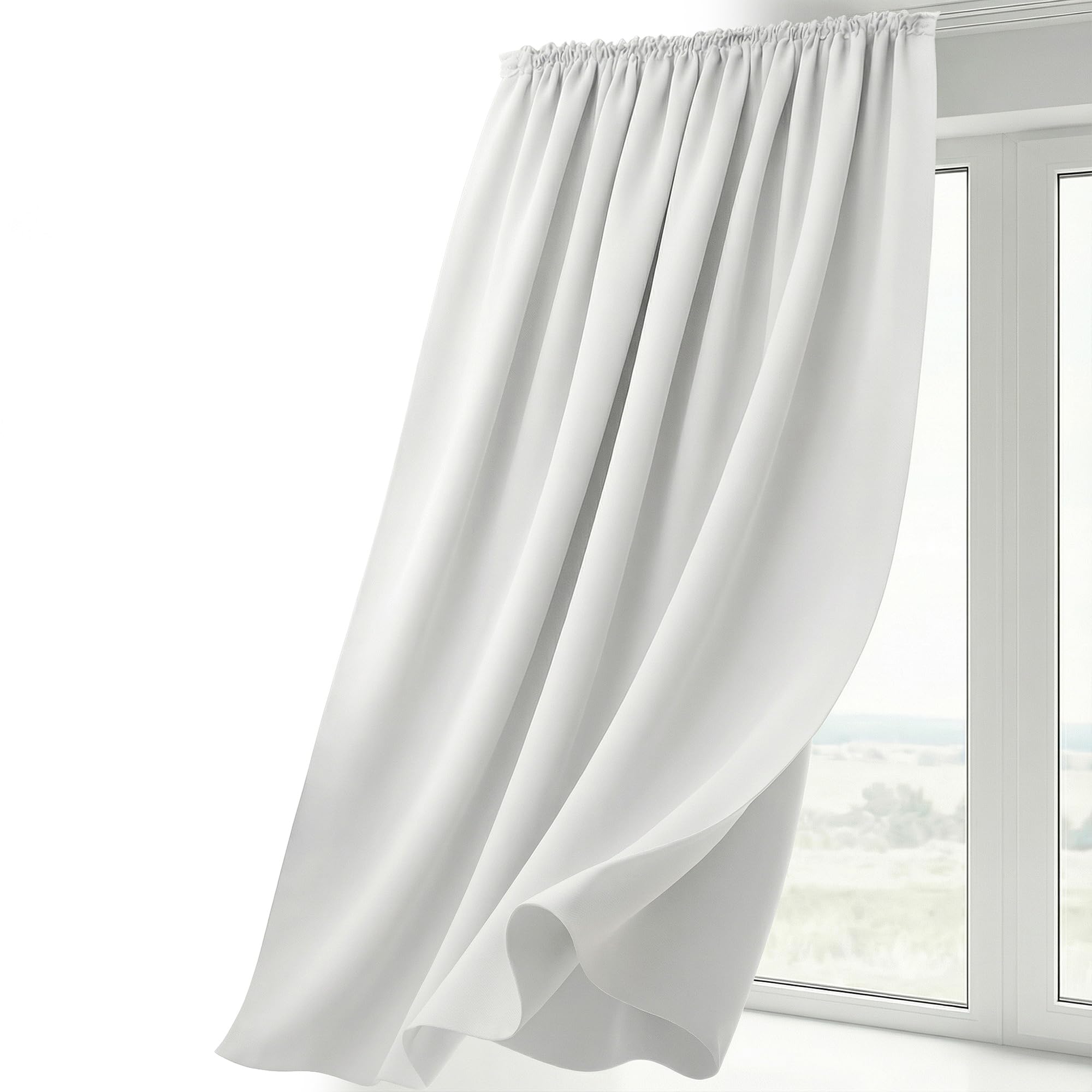 BEAUTEX Rideau occultant avec Bande de Curling U-Band, Rideau assombrissant Opaque, la Taille et la Couleur Peuvent être sélectionnées (Largeur 300 cm. Hauteur 245 cm, Blanc) | Réduction de la lumière, isolation thermique, facile d'entretien, lavable, con