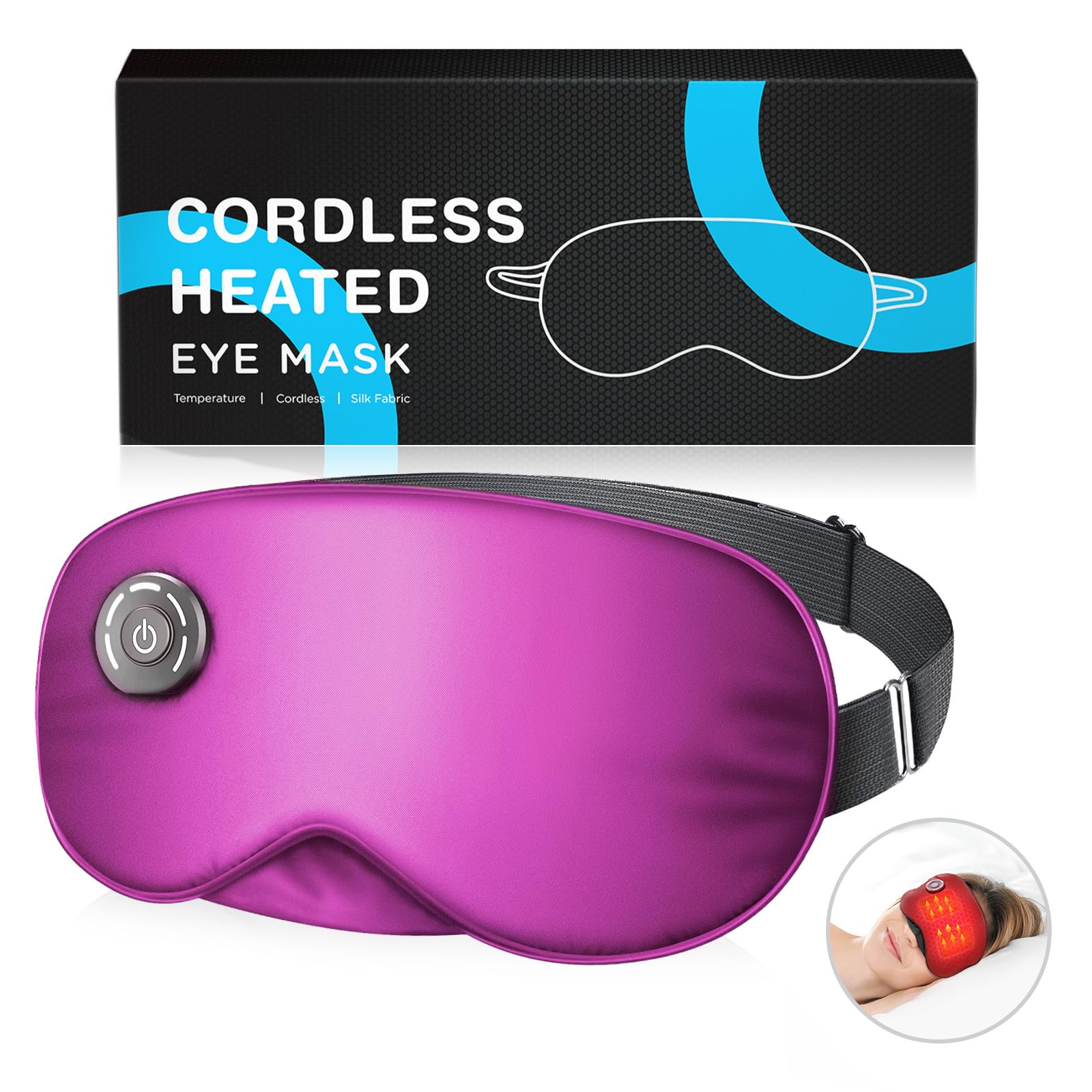 Heated Eye Mask Cordless Eye Mask for Dry Eyes Relief Stye Blepharitis Chalazion Improved Sleep Washable Eye Heating