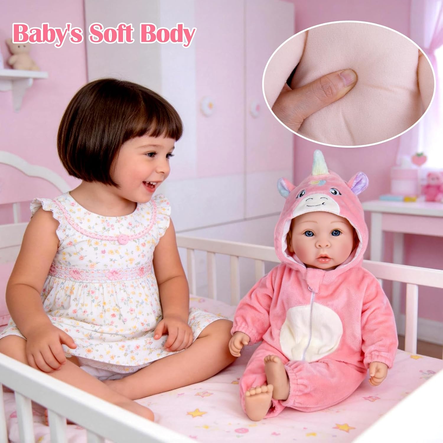 UOFTKIZ Baby Dolls - 17 Inches Real Life Girl Dolls with Soft Body, Gift for Kids 3+, Grandparents, New-Parents