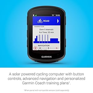 Garmin Edge 540 Solar, Solar-Charging GPS Cycling Computer with Button Controls, Targeted Adaptive Coaching, Advanced Navigation and More