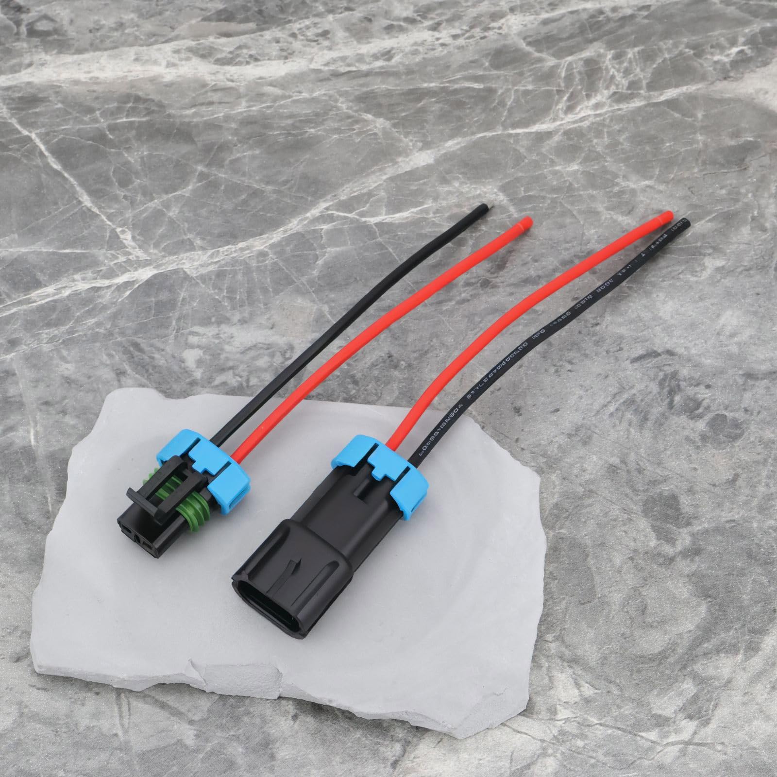 EMSea 4 connettori maschio e femmina per ventola auto a 2 pin, compatibile con Delphi Metri-Pack serie 280, lunghezza della linea 13,5 cm, 14 AWG, 2 terminali