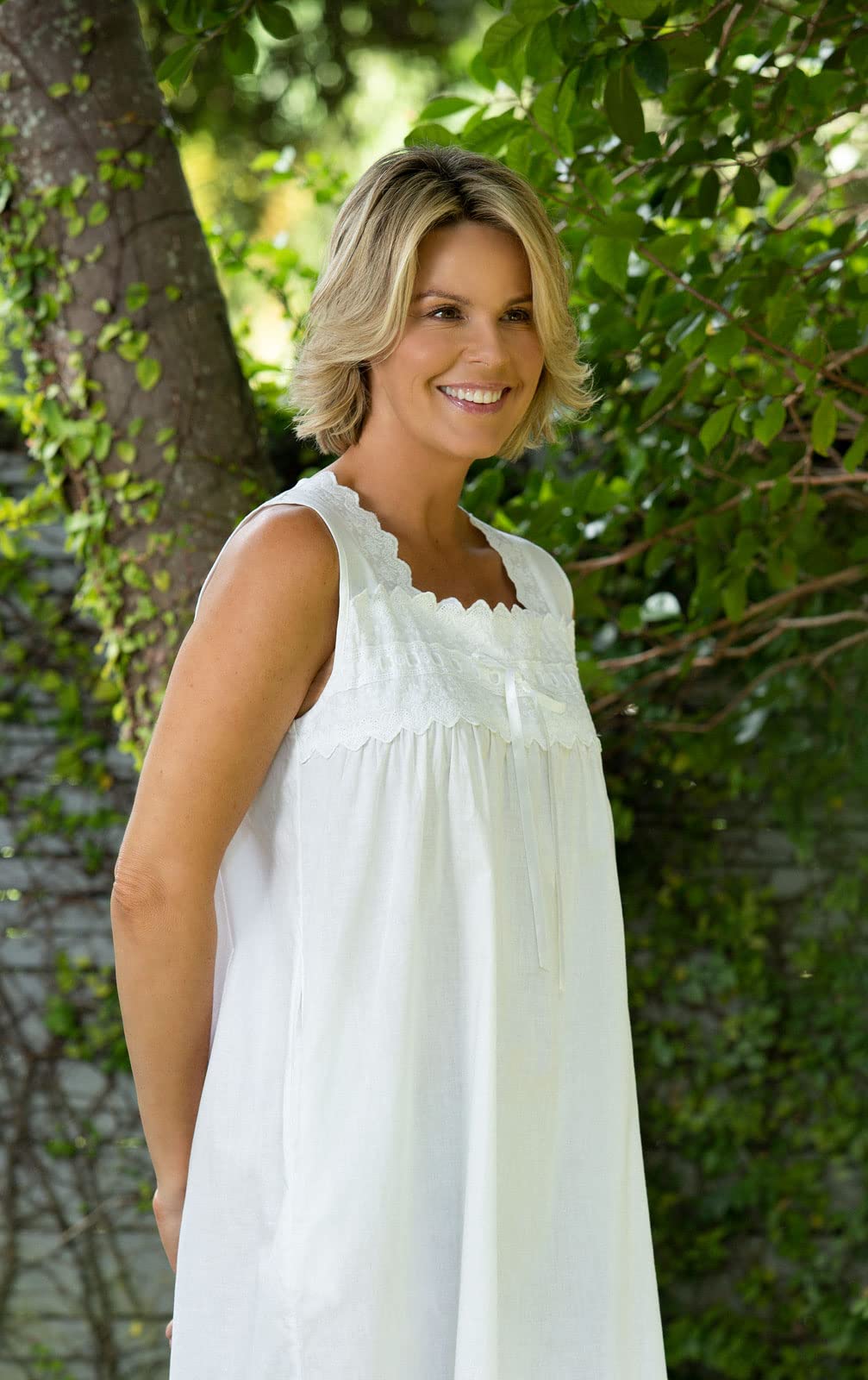 The 1 for U Camicia da notte da donna senza maniche in 100% cotone + tasche LAU/SL