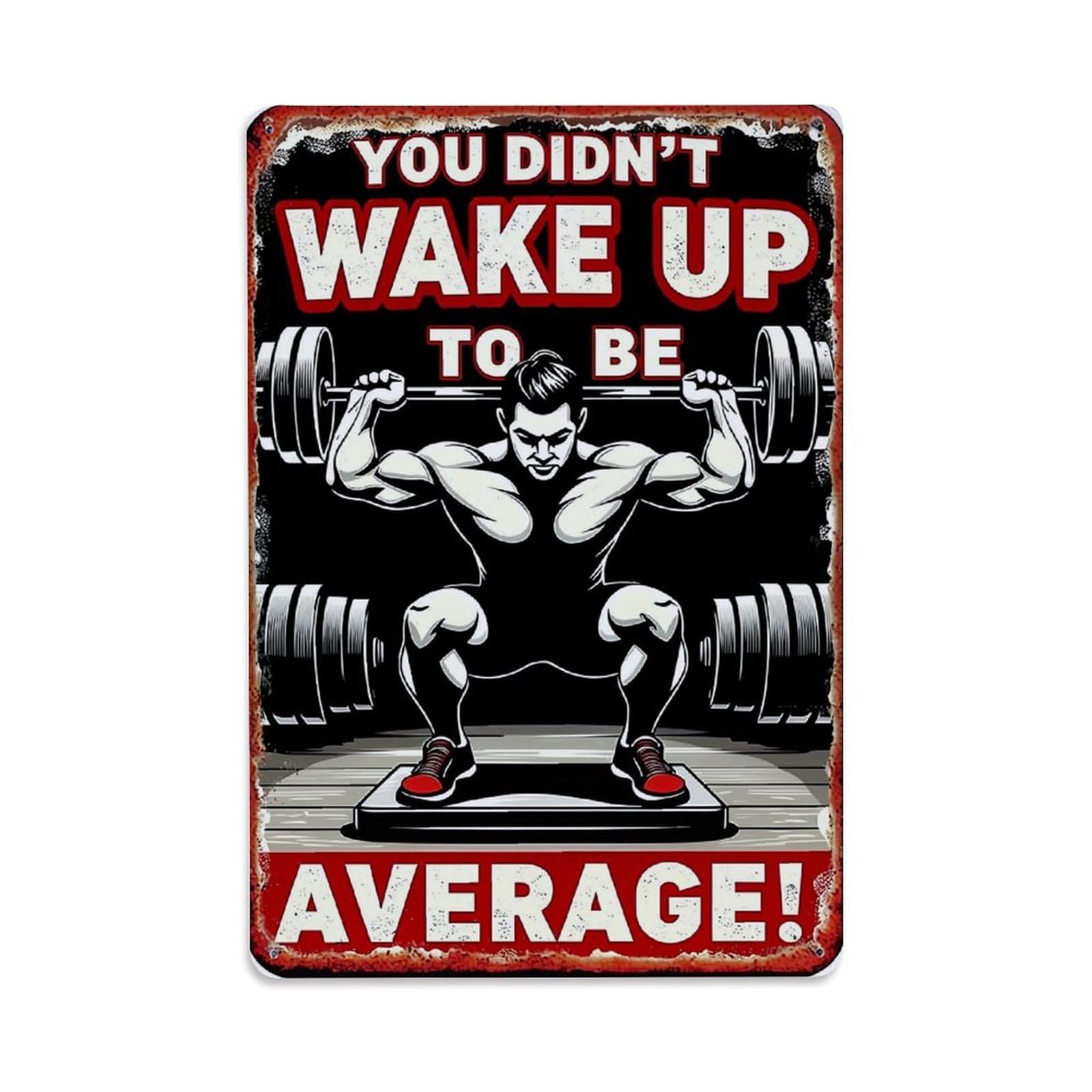Jdfenggu Vintage Motivational Weightlifting Gym Poster Design Retro Metal Tin Sign, Metal Poster For Bar, Home, Man Cave, Kitchen, Laundry Room Art Decor 8X12 Inch