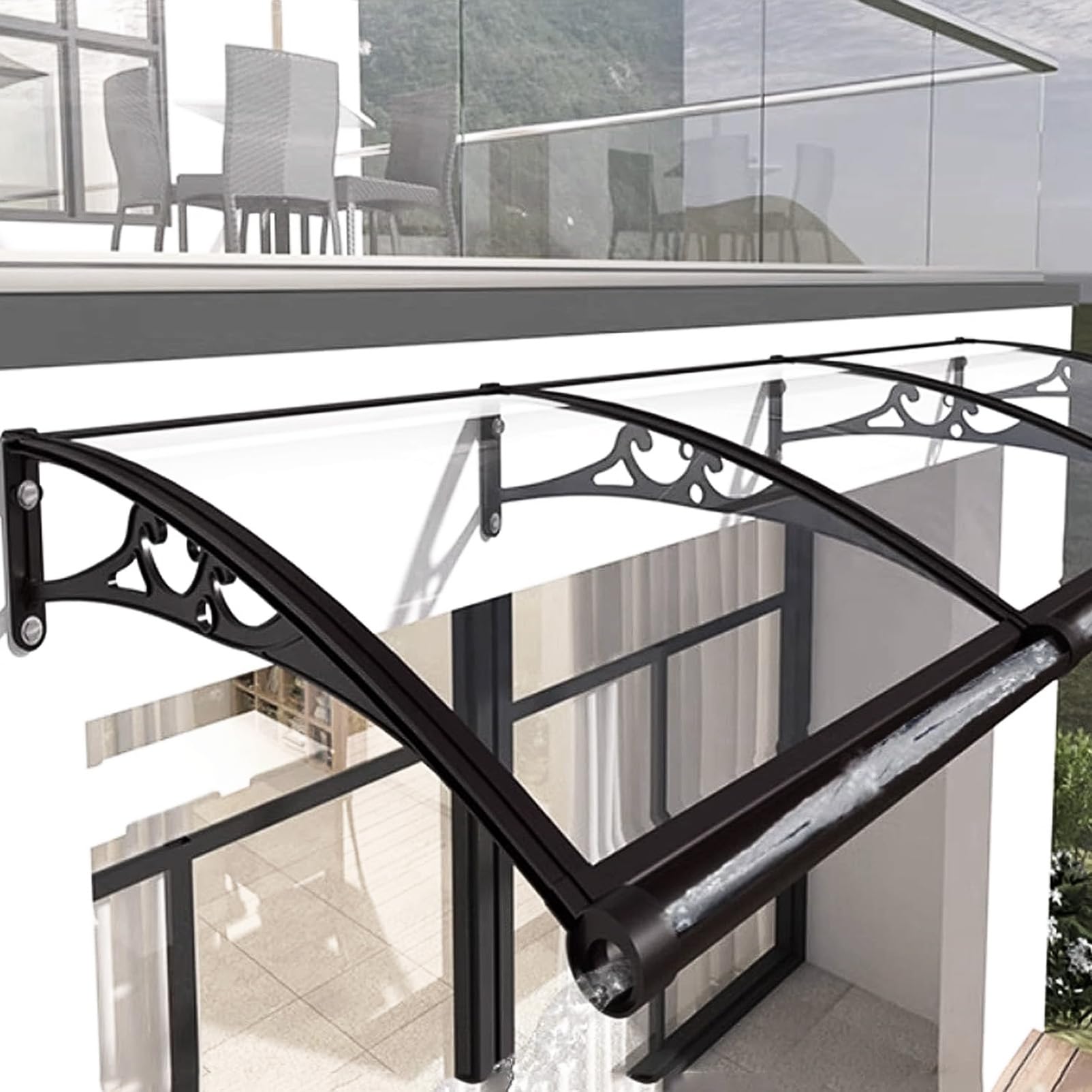 GJMSSMY Outdoor Window Awning Canopy - 60x220cm Polycarbonate Shield for Front Door Weather-Resistant Protection Against Rain Sun & Snow Durable Home Entrance Cover