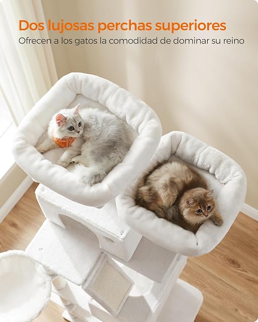 Foto 3 de 7 de Feandrea Árbol para Gatos Grandes, Torre de Gatos de 206 cm de Altura con 13 Poste, 2 Plataformas, 2 Cuevas