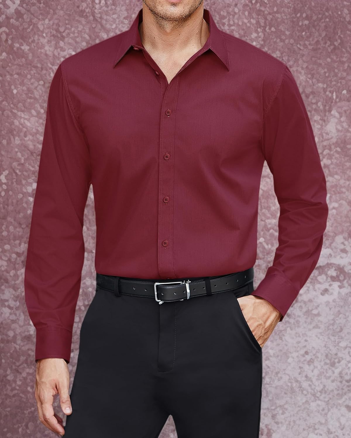 J.VER Men's Dress Shirts Stretch Stain Shield Long Sleeve Solid Formal Shirt Business Casual Button Down Shirts - Image 6