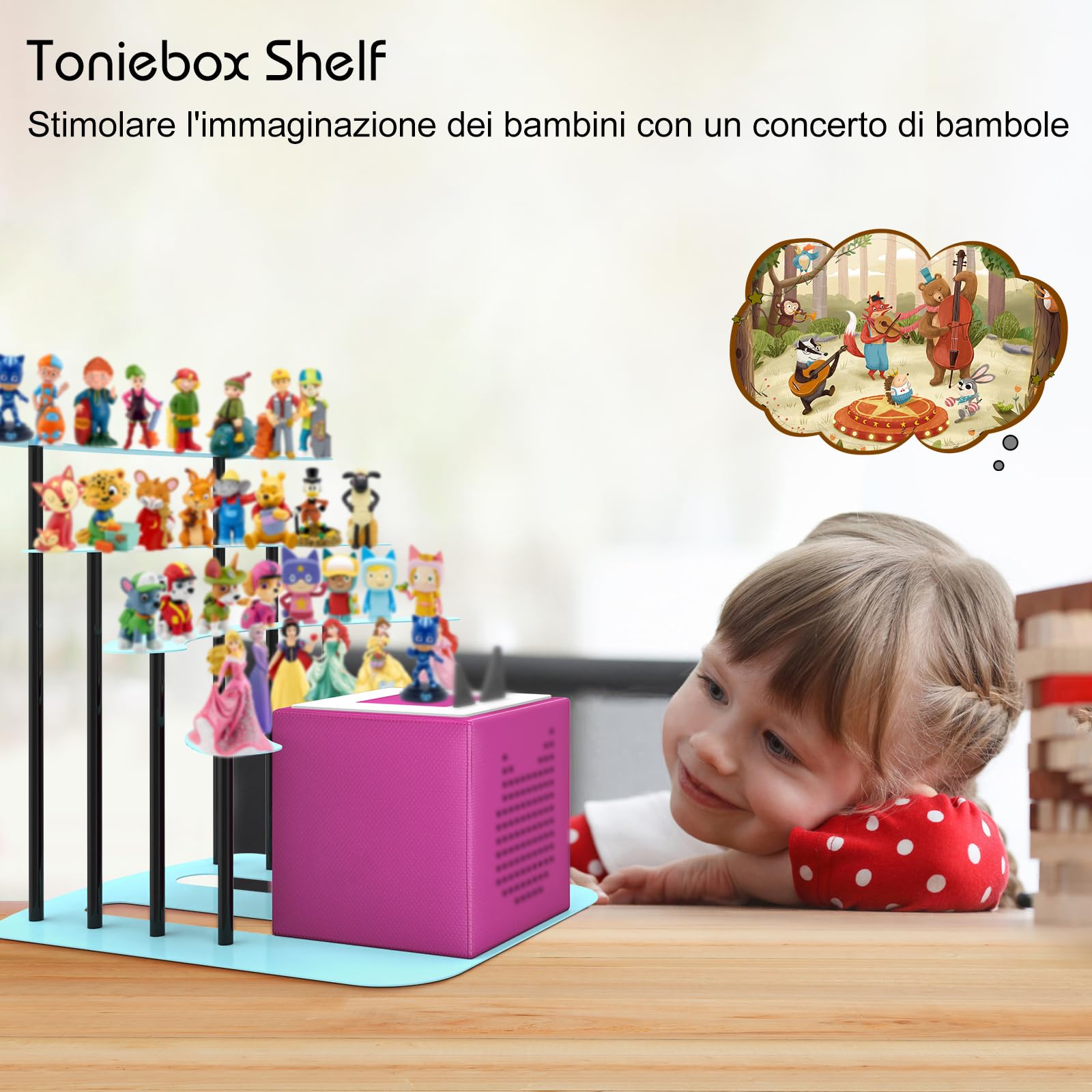 Scaffale per Tonies, in metallo, per Toniebox, per 30-40 personaggi, decorazione per la cameretta dei bambini, regalo per bambini (blu)