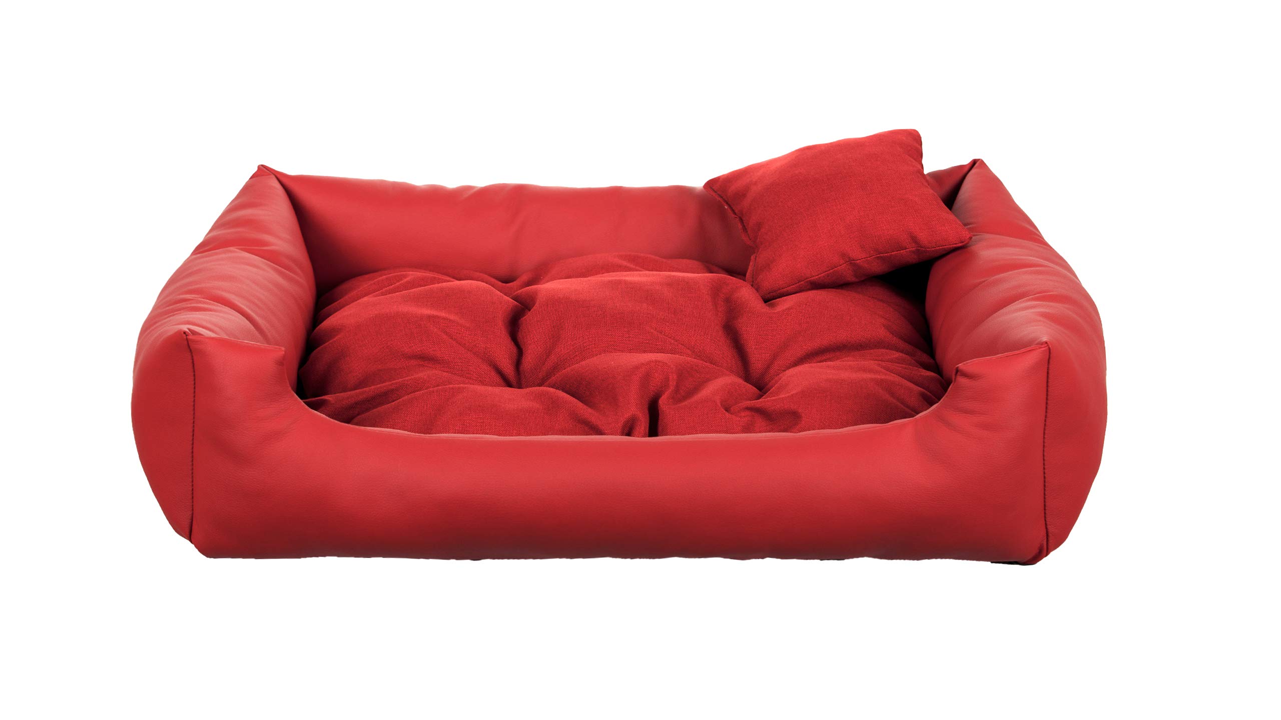 Gutekissen® Hundebett aus Ökoleder Hundebett Hundesofa Hundeliege Hundekissen Kunstleder Hundeschlafplatz - Langlebige Materialien und hohe Qualität EKO (L - 90x75, Rot)