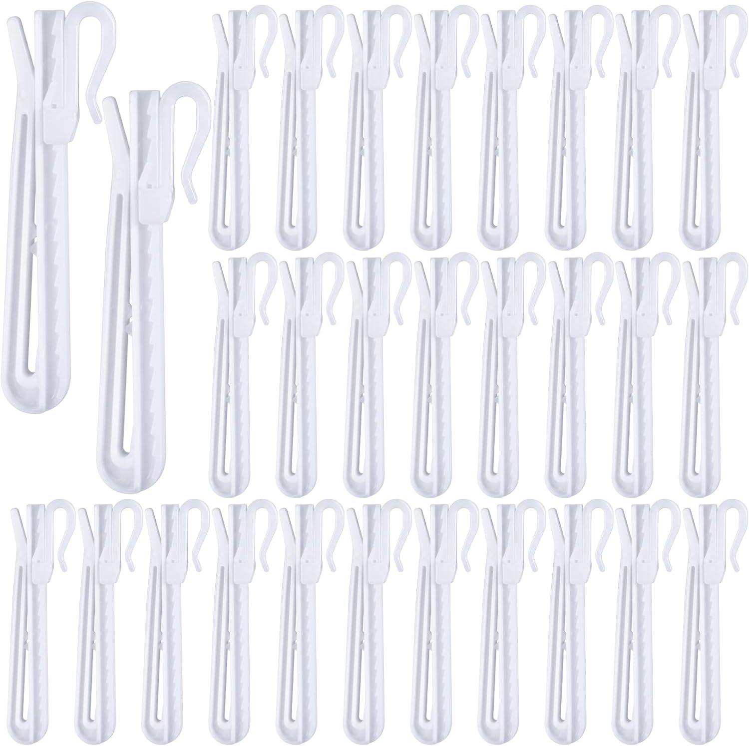 120 Pcs Adjustable Pinch Pleat Curtain Hooks, Plastic Curtain Hooks, White Ratchet System Pinch Pleat Curtains Hook for Window, Door，Shower, Dormitory