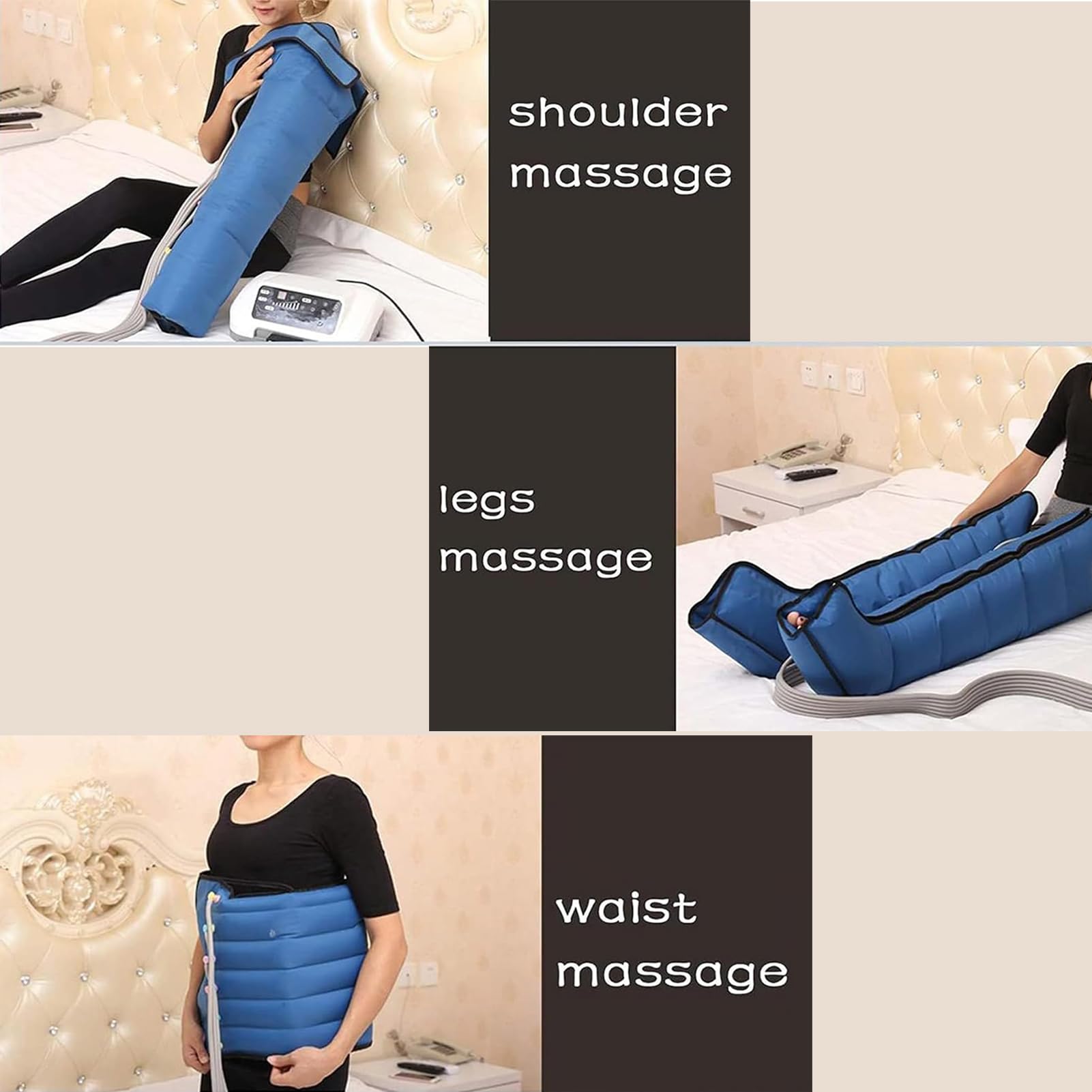 Masajeador De Pies Y Piernas De CompresióN de Aire, Botas Compresion Presoterapia Pierna Y Abdomen Profesional, RelajacióN Muscular Y Tratamiento De Venas Varicosas