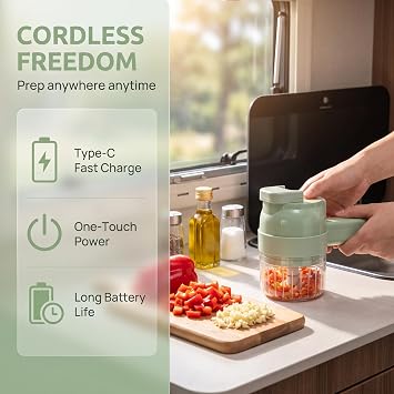 Multi Blade Chopper,Multiblade Chopper 5-In-1 Electric Vegetable Cutter Set