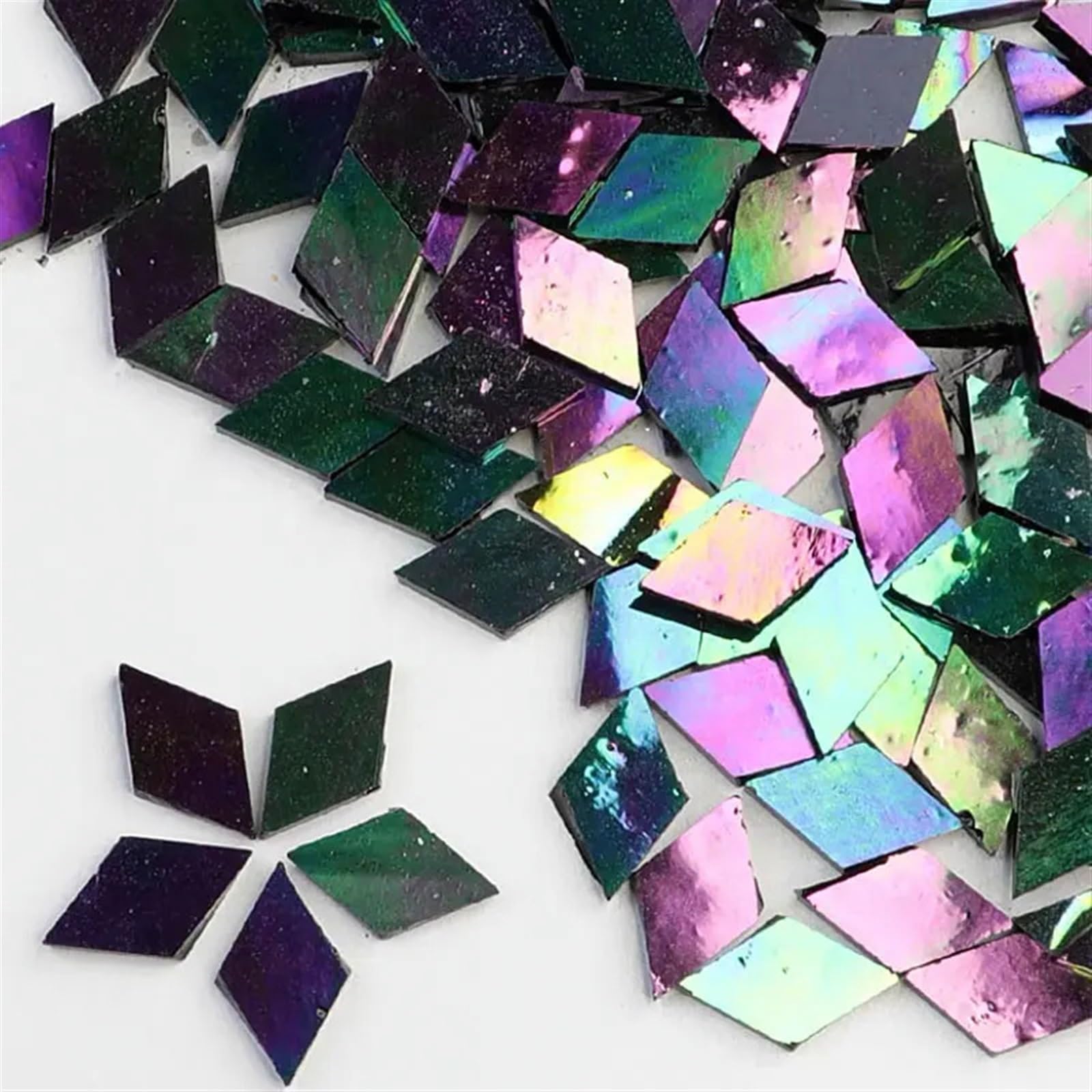 Mtadsbkfp 2 Mixed Colour Stained Glass Mosaic Tiles, Clear Glass Ceramic Mosaic Tiles Diy Kit Multicolor 1Cm 50G(2)