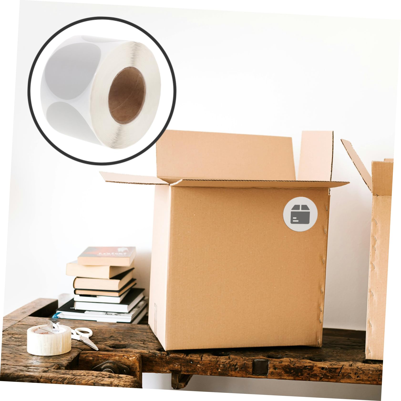 NUOBESTY 2rotoli Etichette Adesive Termiche Autoadesive Per Spedizioni Da Etichette Grigie Rotonde Per Ufficio e Casa Per Progetti Scolastici e Utilizzo Quotidiano