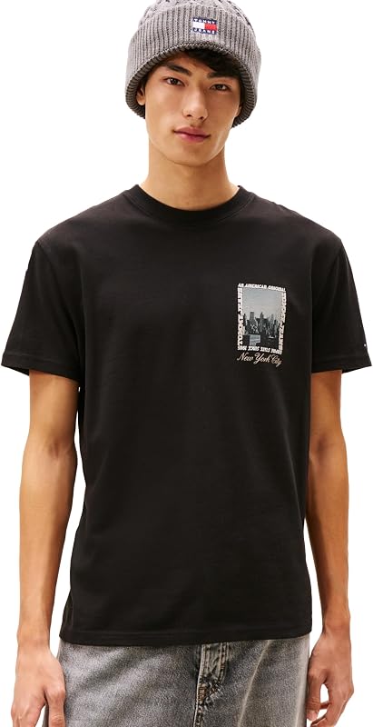 Men's Short Sleeve Cotton T-Shirts with Printed Photo Back Graphic