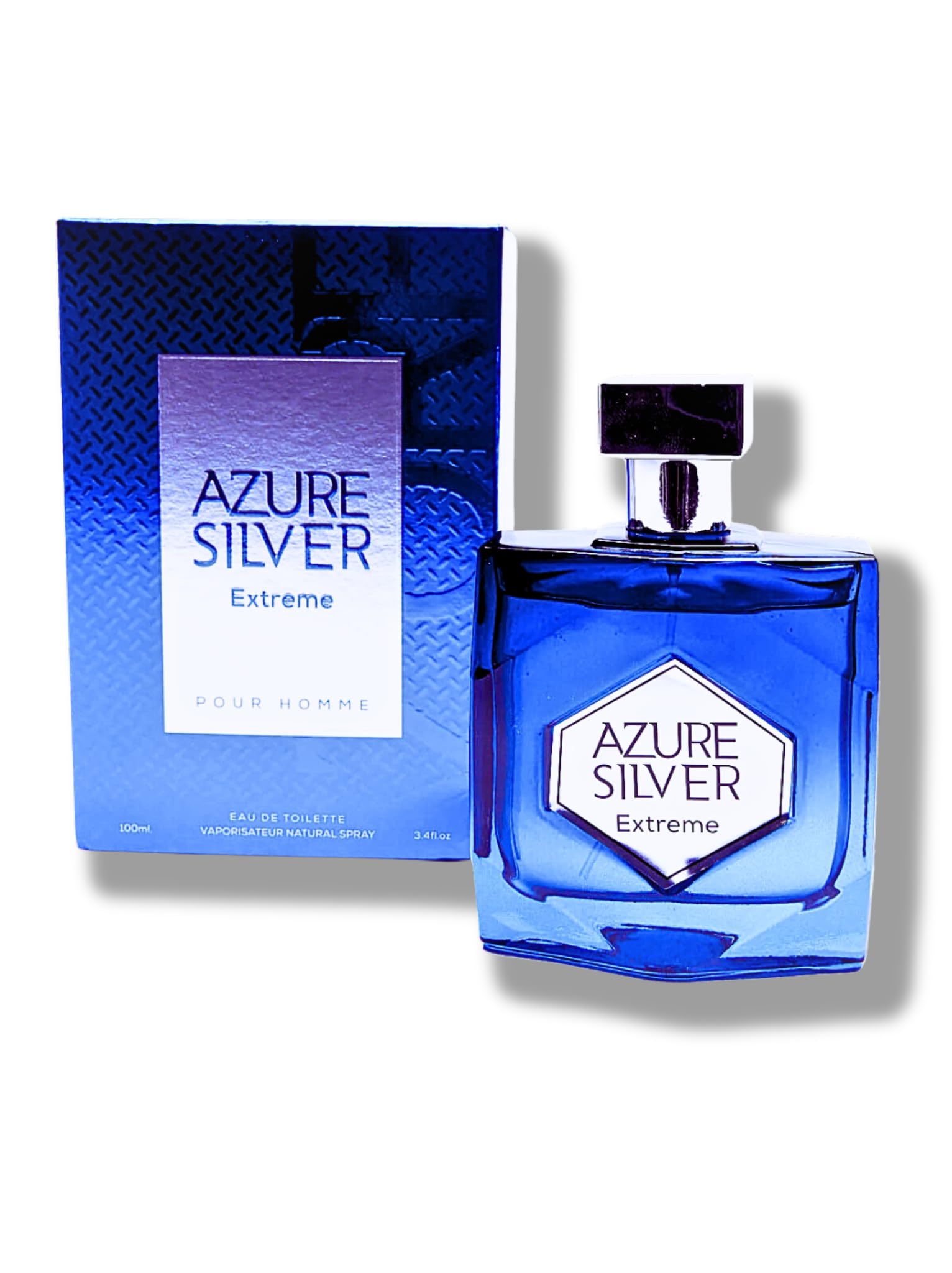 Generic AZURE SILVER EXTREME POUR HOMME designer EDT EAU DE TOILETTE 3.4 FL. OZ.100ml. Citrus Aromatic fragrance for Men.