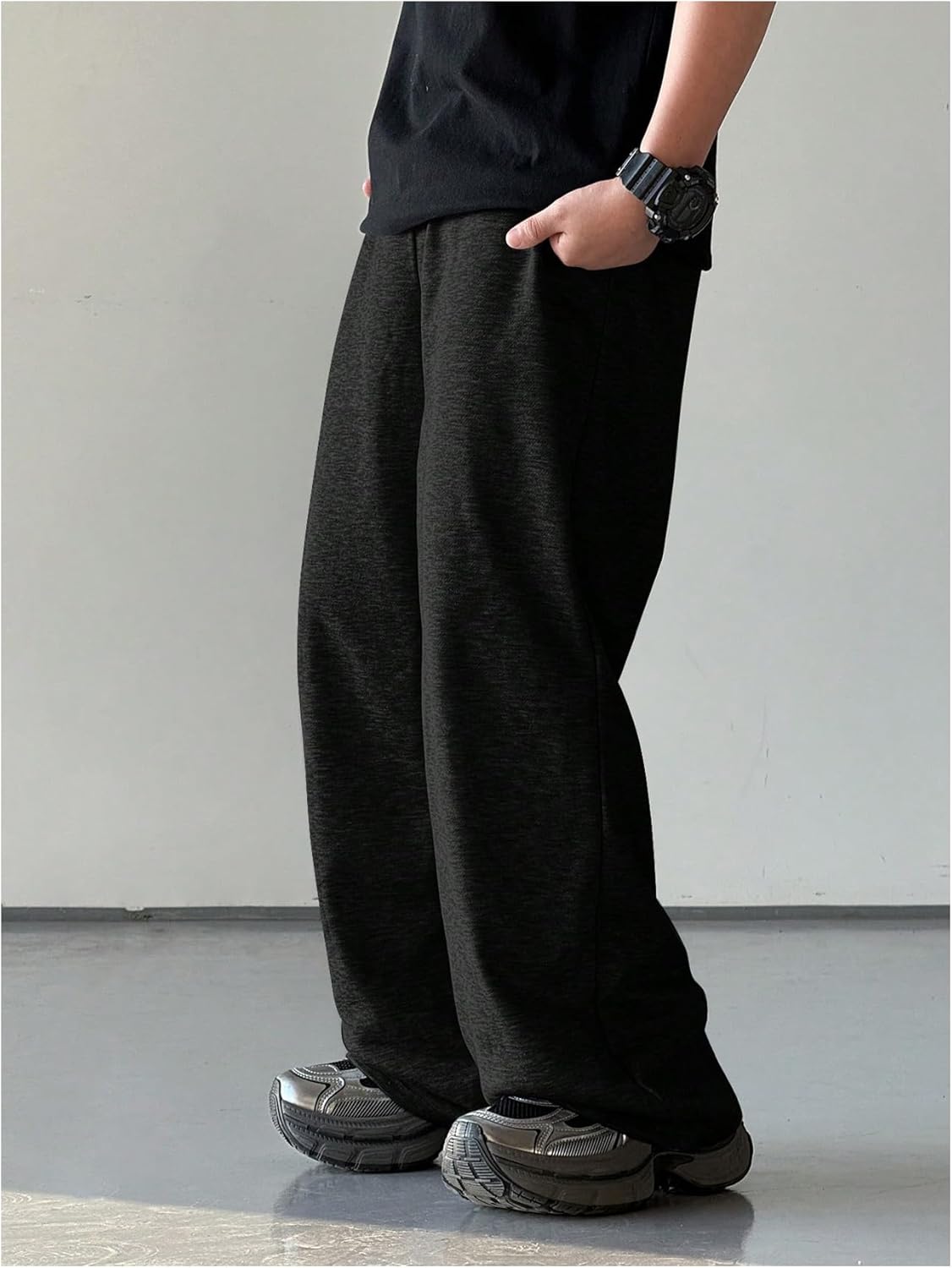 Boy's Baggy Sweatpants Wide Leg Elastic Waist Casual Track Pants with Pockets Sweat Pants Joggers - Image 5