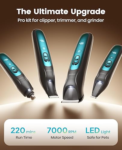 Miniatura 7 de oneisall Professional Dog Grooming Kit at Home: All-in-One Quiet Clippers & Nail Grinder with LED Light, 2000mAh Cordless Dog Shaver, Safe Poodle
