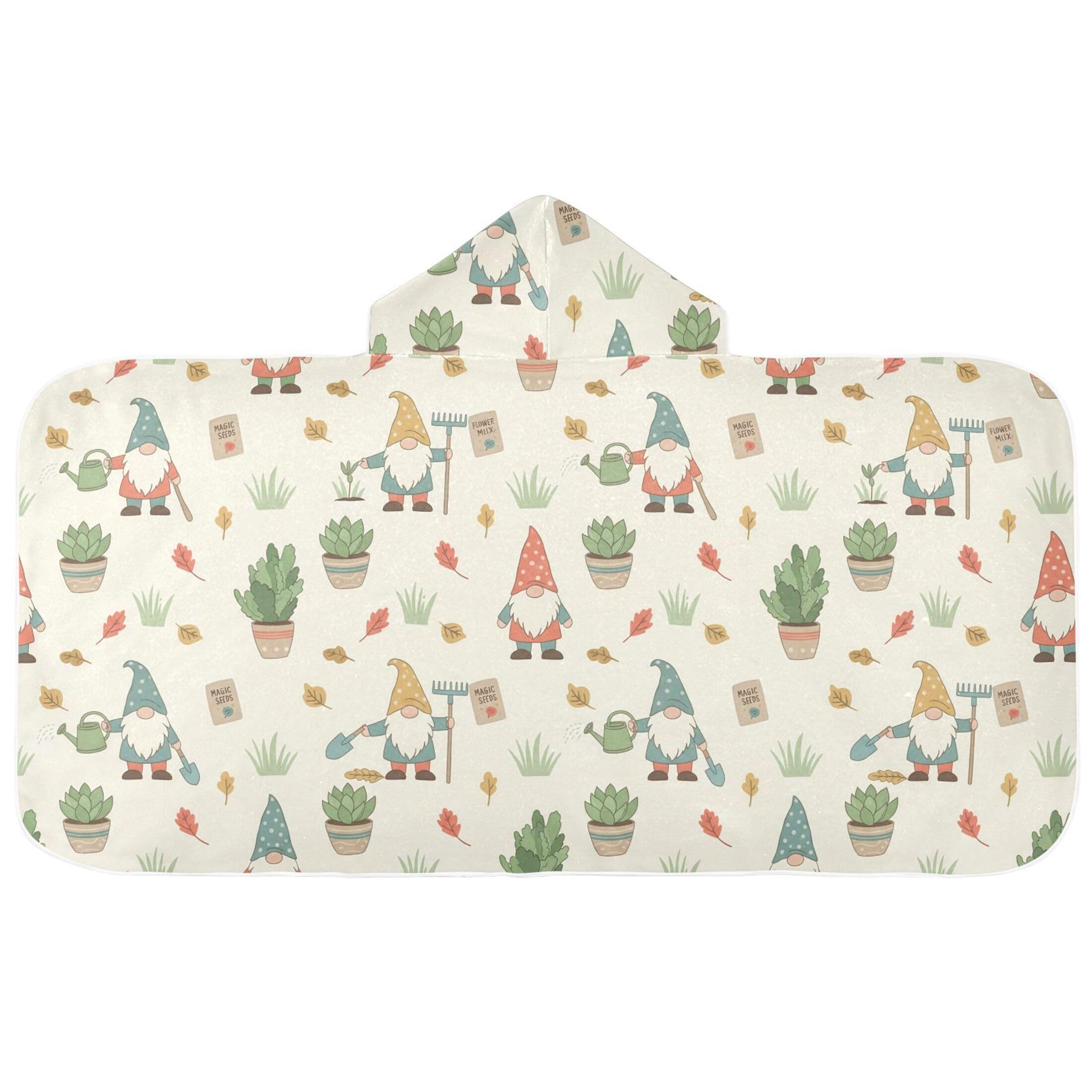 Fuauuyl Gnomes Planting Hooded Baby Bath Towel Soft & Breathable Towel for Newborns Infants Toddlers, Nursery Essential