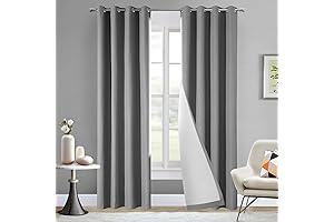 Loyolady Linen Look Curtains for Light Blocking: Dark Grey 102 Inches Long,...