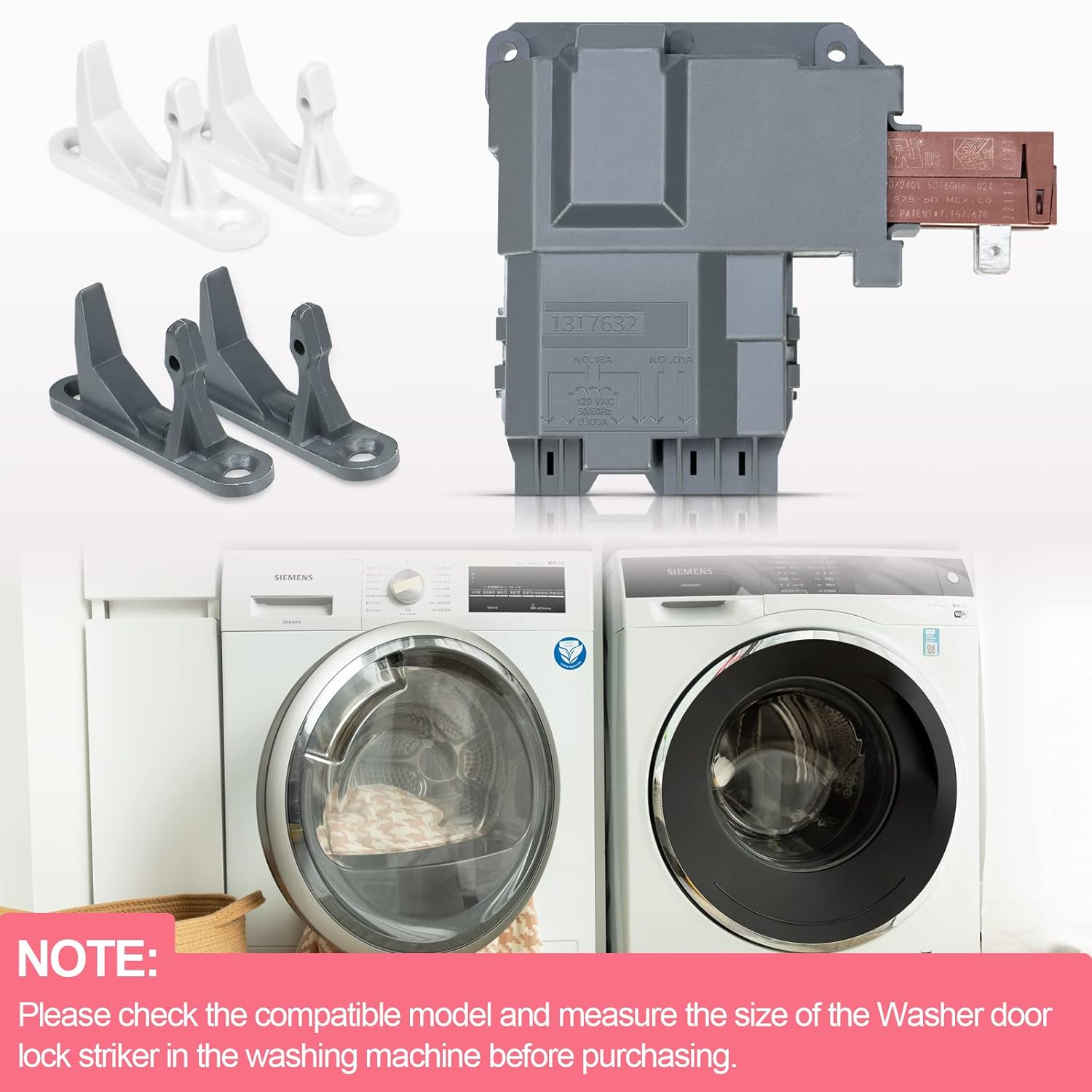 Upgrade 131763256 1317632 for Frigidaire Affinity Washer Door Latch Lock Front Load Washer Washing Machine Part Replace 131763202 131763310 Kenmore Front Load Washer Door Latch GLTF2940FS1 FAFW4011LW0