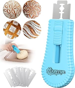 Extractable & Magnetic Bread lame Dough Scoring Tool, Professional Sourdough Bread Baking Supplies & Bread Knife for Sourdough - Scoring Patterns Booklet & 5 Razor Blades