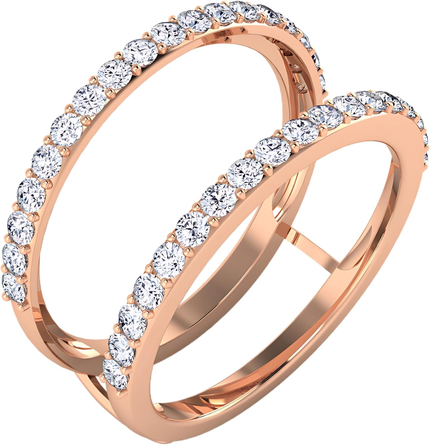0.54 CTW Round Cut Diamond Ring with Band for Women in 14K Rose Gold | E-F Color, VS-SI Clarity | GSI Certified | Size 7 | Luxury Fine Jewelry Gift for Anniversary, Wedding, Birthday