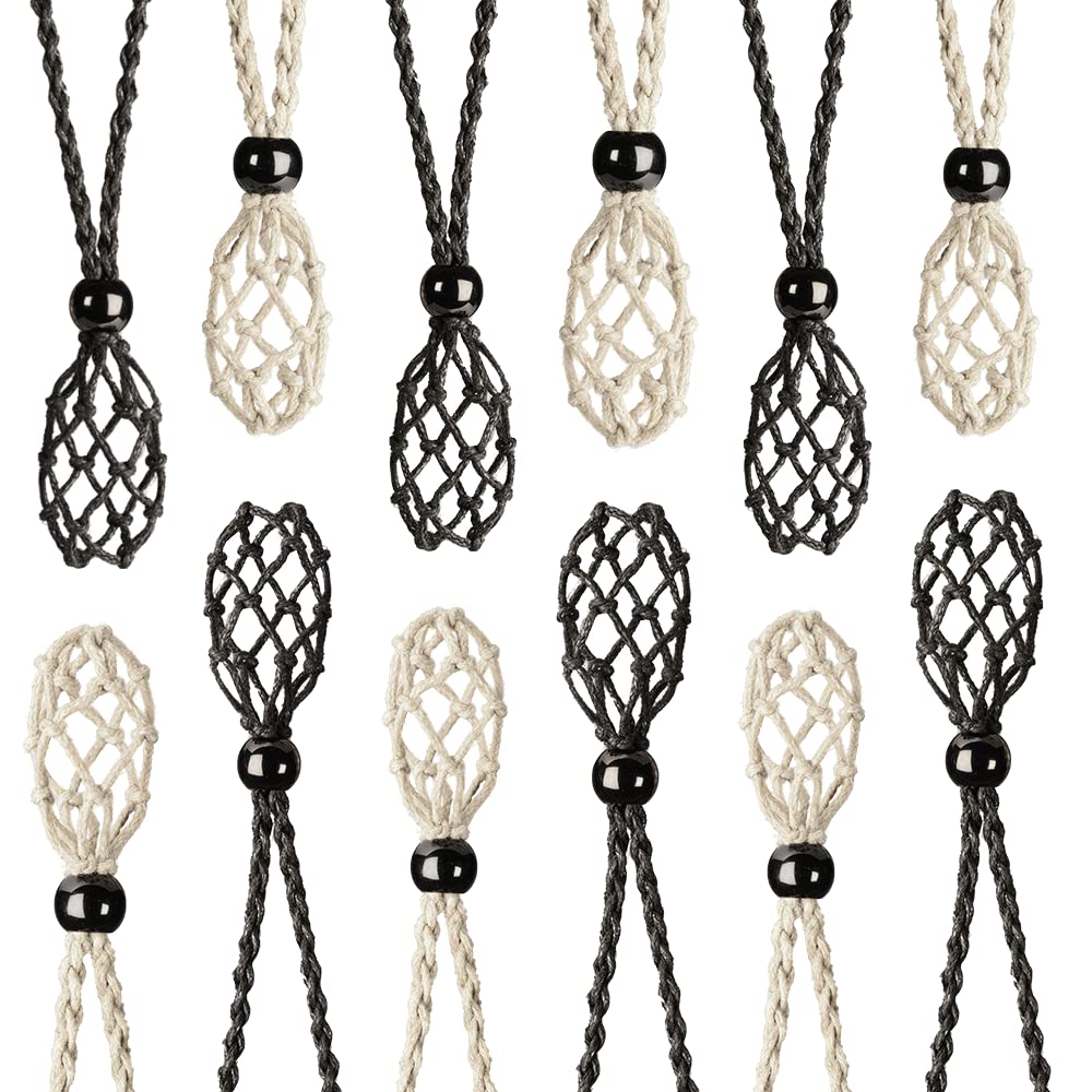 Soporte para collar de jaula de cristal con cordón ajustable tejido para amuletos 8