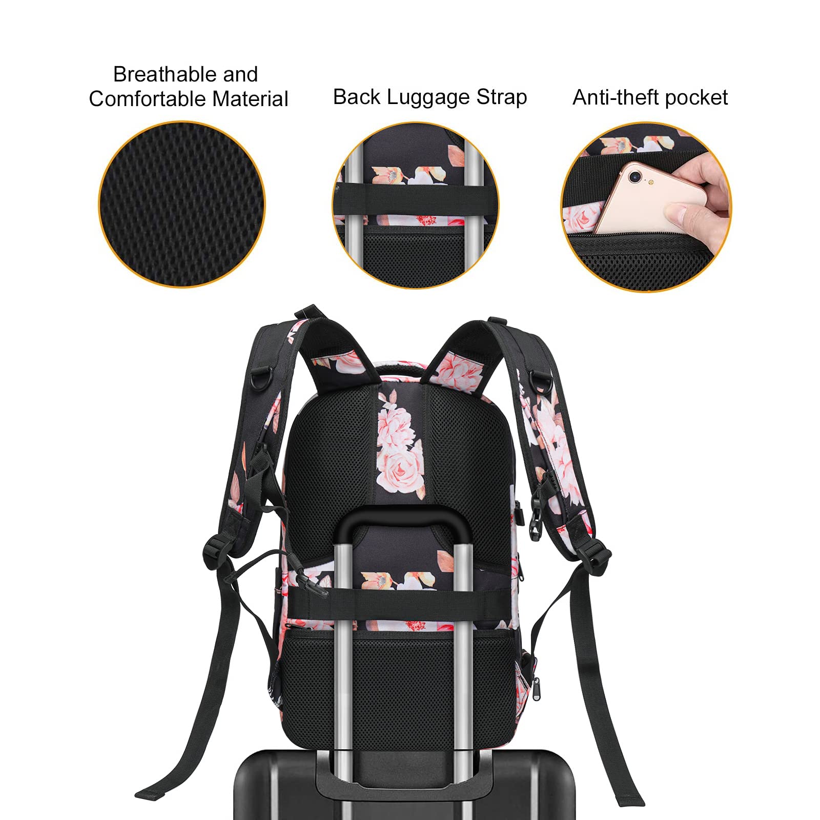 MOSISO Zaino per Fotocamera, DSLR/SLR/Mirrorless Borsa per Fotocamera Peony | Impermeabile Case con Supporto per Treppiede e Scomparto per Laptop Compatibile con Canon/Nikon/Sony/DJI Mavic Drone, Nero