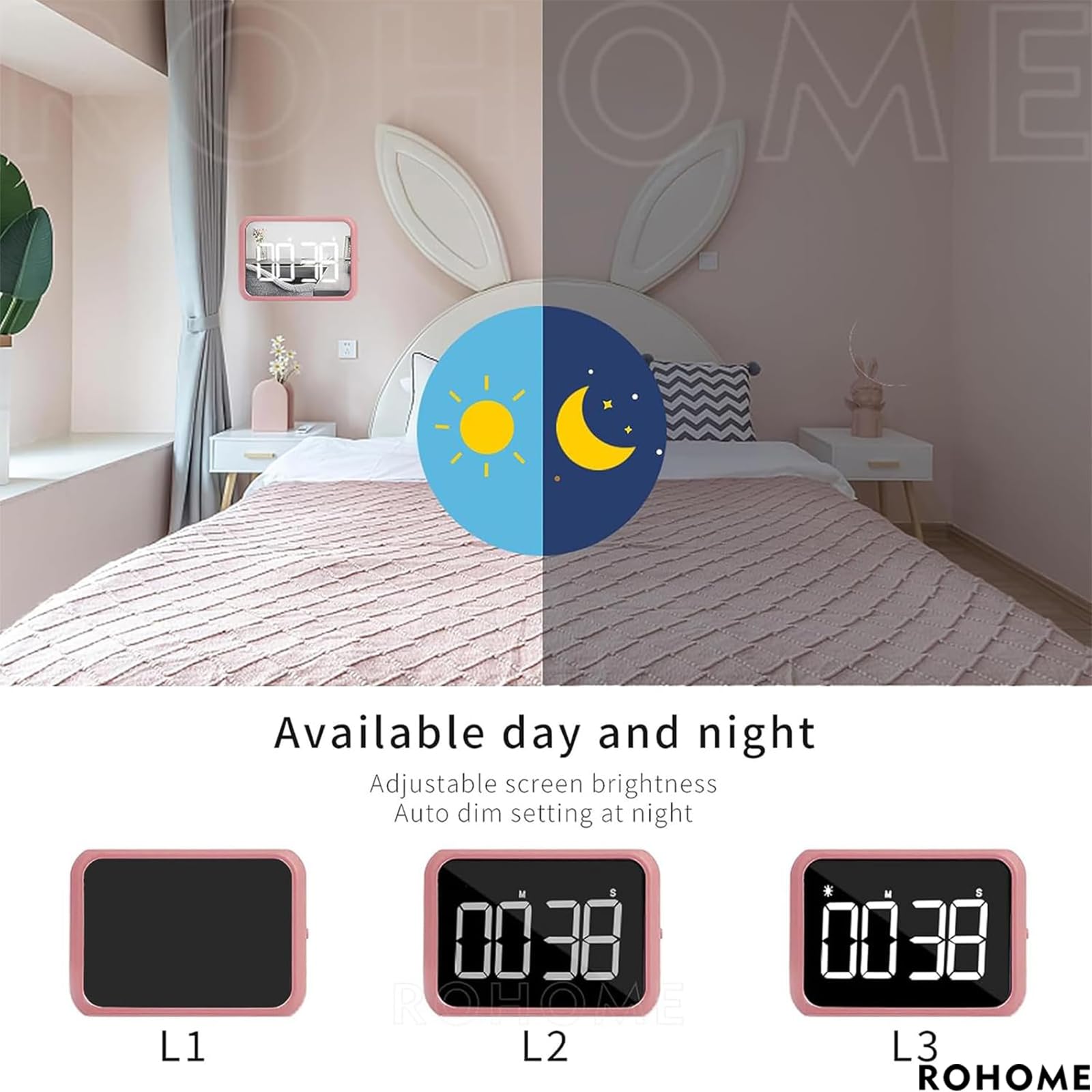 Cronómetro Digital de Pantalla Grande con Temporizador Visual para Cocina, Profesor, Escuela, Aula, Cocina, Cuenta Regresiva de 99 Minutos, magnético, Espejo de Maquillaje, LED, fácil para niños