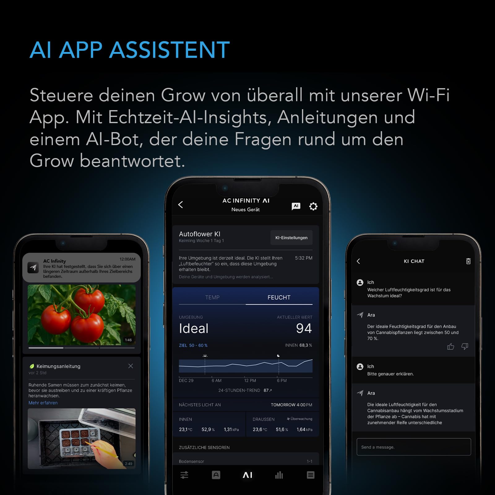 AC Infinity Controller AI+ CO₂ Bundle – KI-gesteuerter Umweltcontroller mit CO₂-Sensor, Datenanalyse, Temperatur-, Feuchtigkeits- und VPD-Steuerung per App (Bluetooth & WLan)