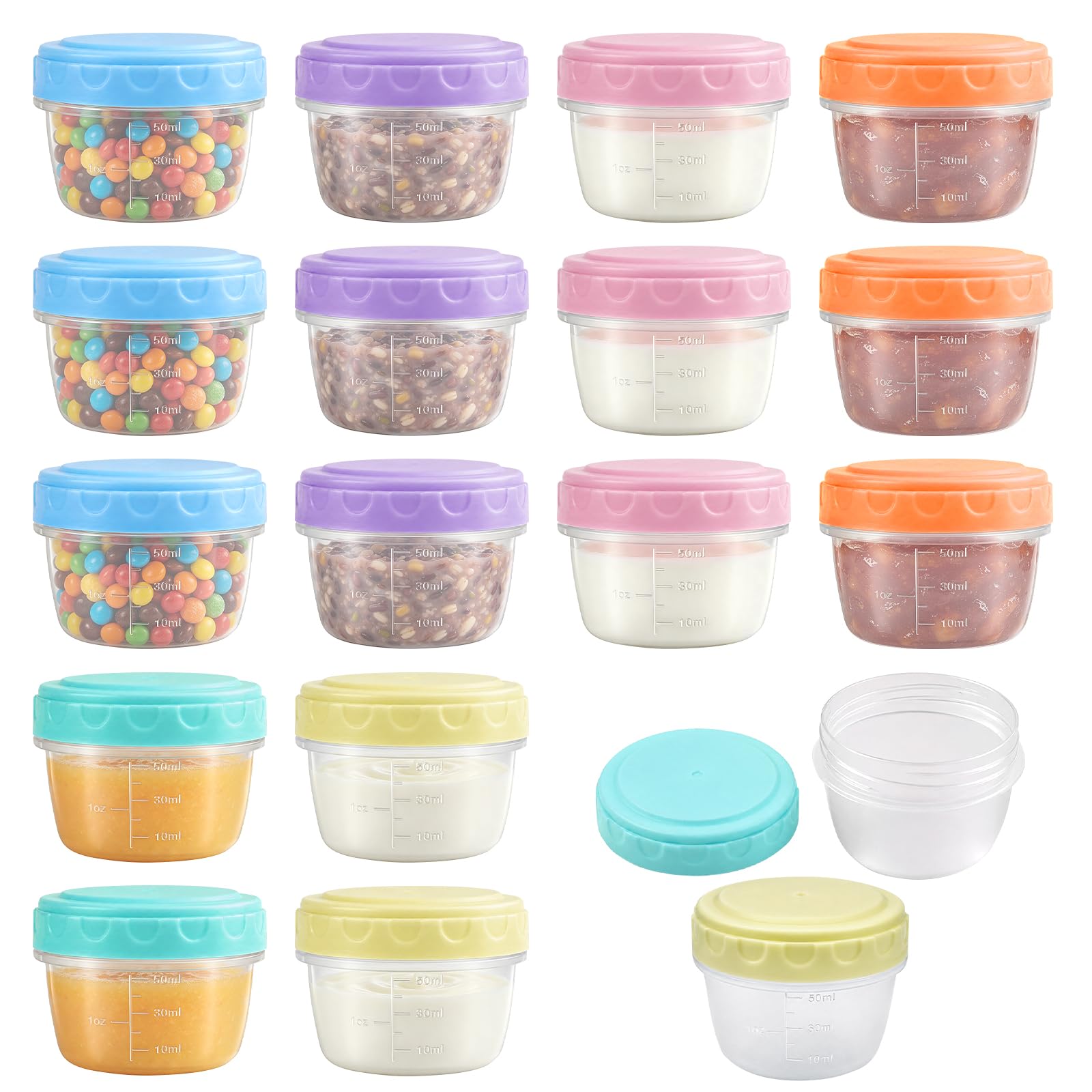 NONETO 18 Stück Gefrierdosen Set BPA-frei, 80ml Auslaufsichere Frischhaltedosen mit Deckel, Stapelbare Vorratsdosen für Kühlschrank & Gefrierfach,Mikrowellen-&Spülmaschinengeeignet,Meal Prep Behälter