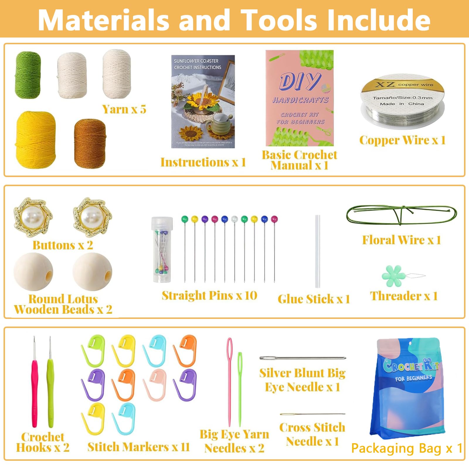 Kit Uncinetto Per Principianti Momi - 4 Sottobicchieri E Cesto Fiori