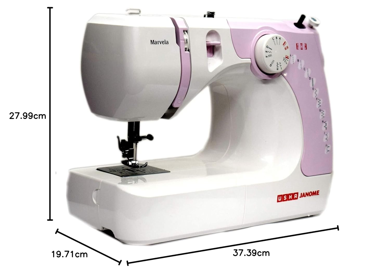 Dimensions of the Usha Janome Marvella sewing machine