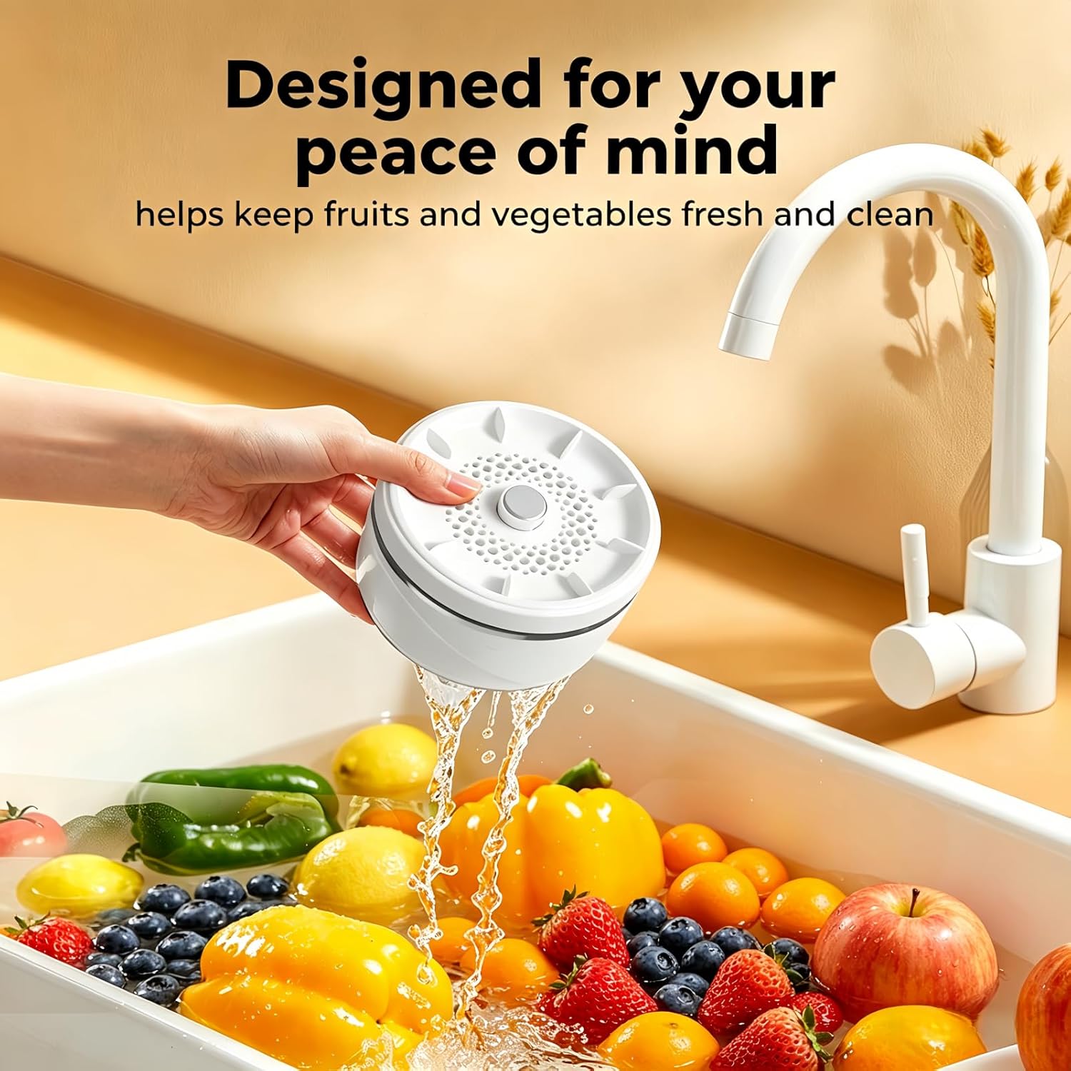 2026 Upgraded Titanium Electrolysis Fruit And Vegetable Washer,Waterproof Fruit Cleaner Spinner & Portable Produce Purifier Device,Sink Mount Fruit Cleaner For Daily Kitchen Produce Deep Cleaning (2)