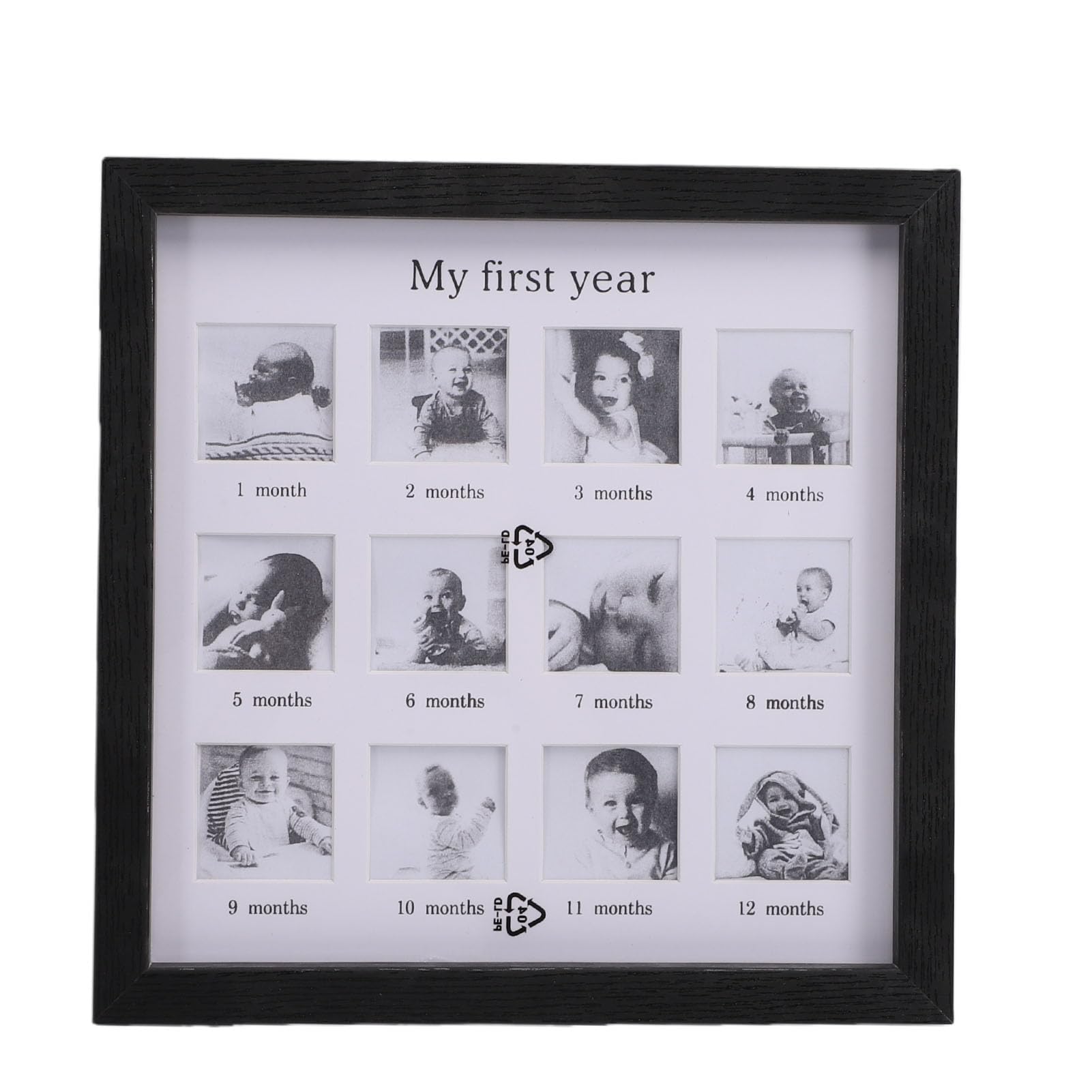 Mumusuki Baby’s My First Year Picture Frame, Monthly Milestone Photo Collage, 12 Month Baby Keepsake Frame, Nursery Wall Countertop Decor Gifts