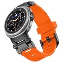 Compatible with Samsung Galaxy Watch 8 Strap 40mm 44mm/Galaxy 8 Classic 46mm TPU Rugged Straps Breathable No Gap Waterproof Replacement Soft Band (Black and Orange) gallery image