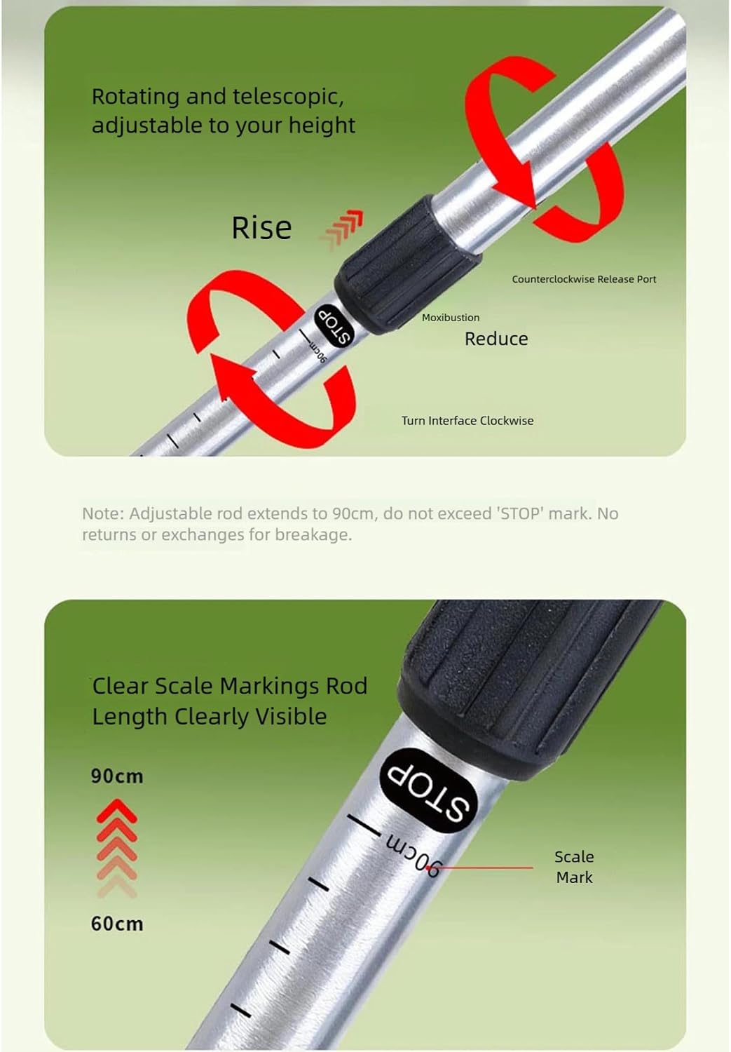 Vxuxlje Adjustable Extend Golf Iron Club Compact Portable Training Pole Designed for Child Golf Newcomer