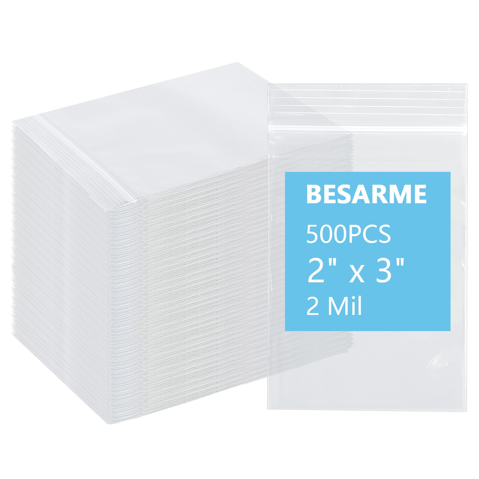Mini Plastic Bags - 500 Pack | Clear Resealable -22