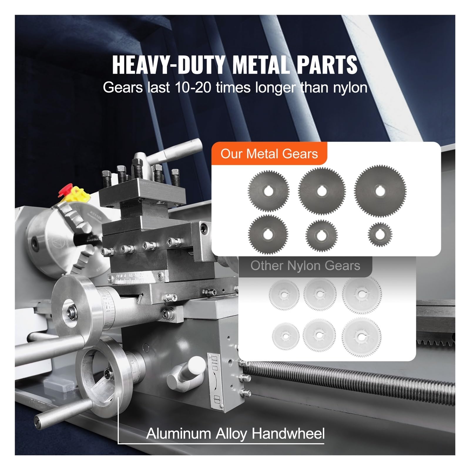 Torno de Metal de 750W sin escobillas, 8,3 "x 29,5"/210mm x 736mm, 50-2500RPM, variable continua for torneado de trabajo de Metal DIY,Mejore la eficiencia
