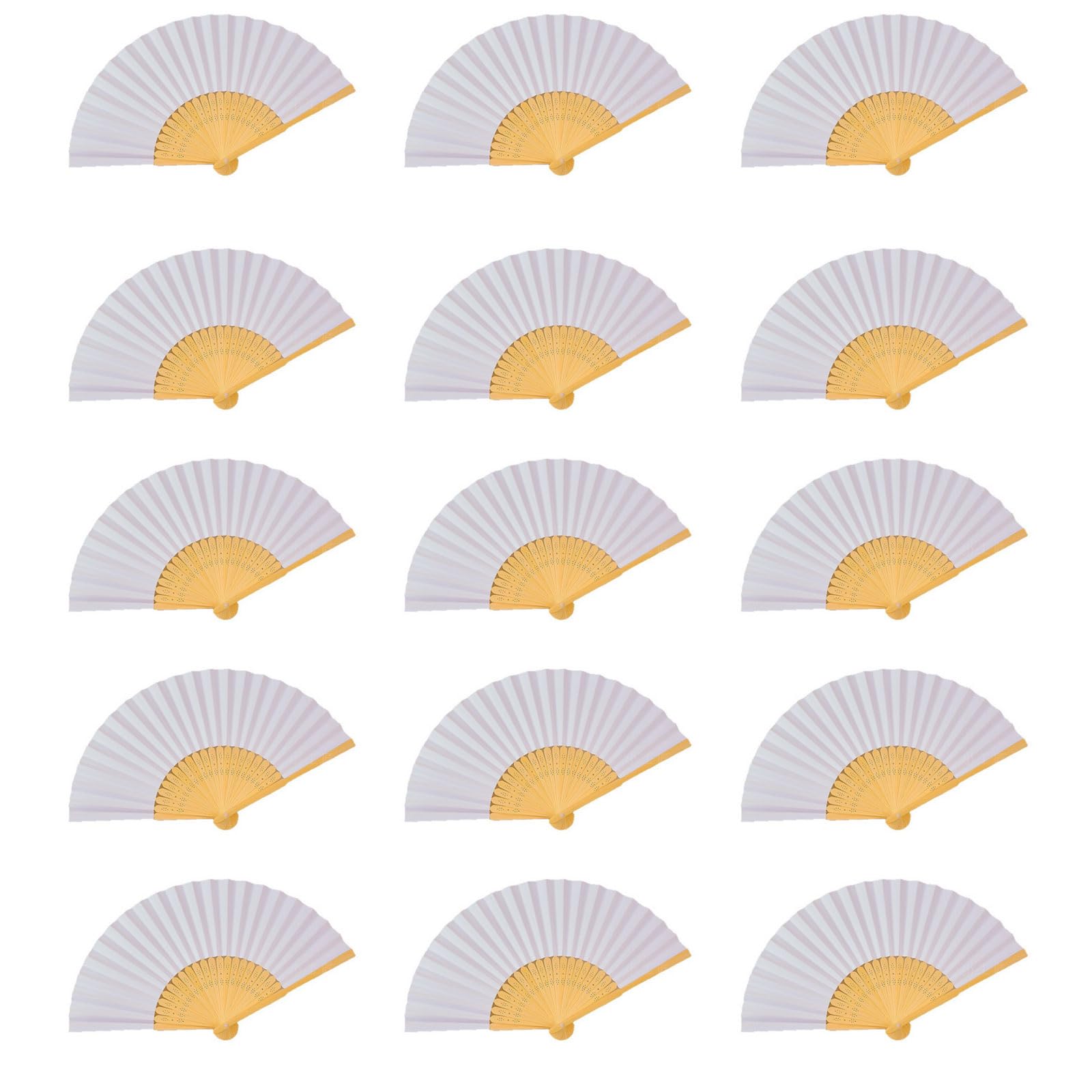Zixiangkeji Women's White 24Pcs Handheld Paper Fan Handheld Hand Fan Folding Paper Folding Fans With Bamboo Handle For Bamboo And Wooden Hand Held Folding Fan(C12-24)