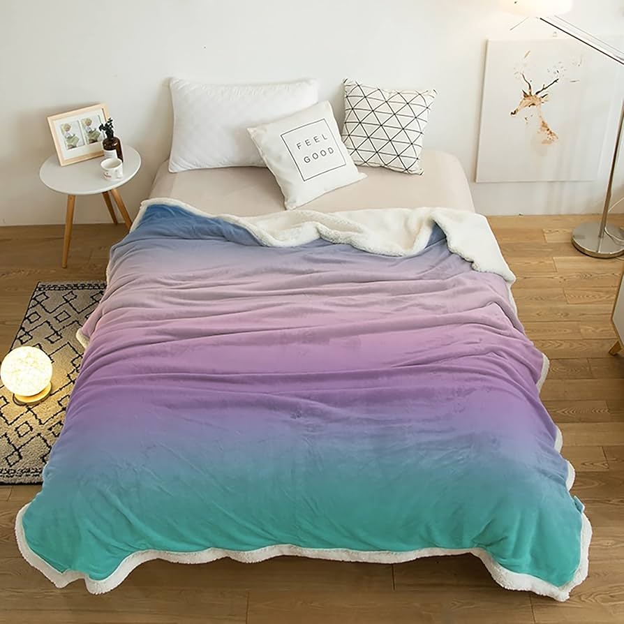 Amazon.com: Sherpa Blanket Fleece Throw, Abstract Gradient Blue