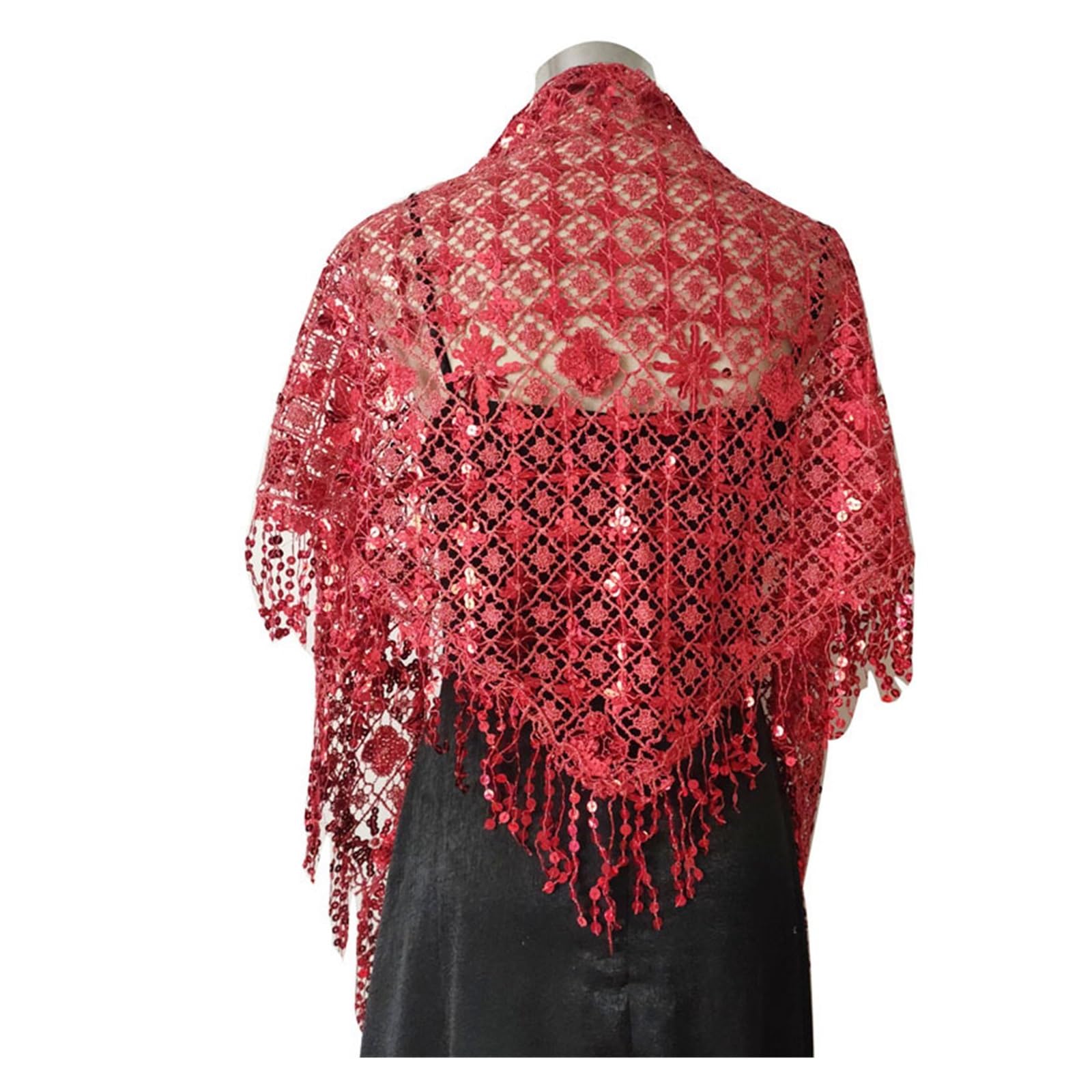 Chal de lentejuelas brillantes Chales elegantes de lentejuelas triangulares for mujer, Boleros for dama honor nupcial, capas, vestidos noche for banquete, chal fiesta