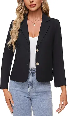 Linen Blazer for Women Long Sleeve Lapel Button Suit Jacket