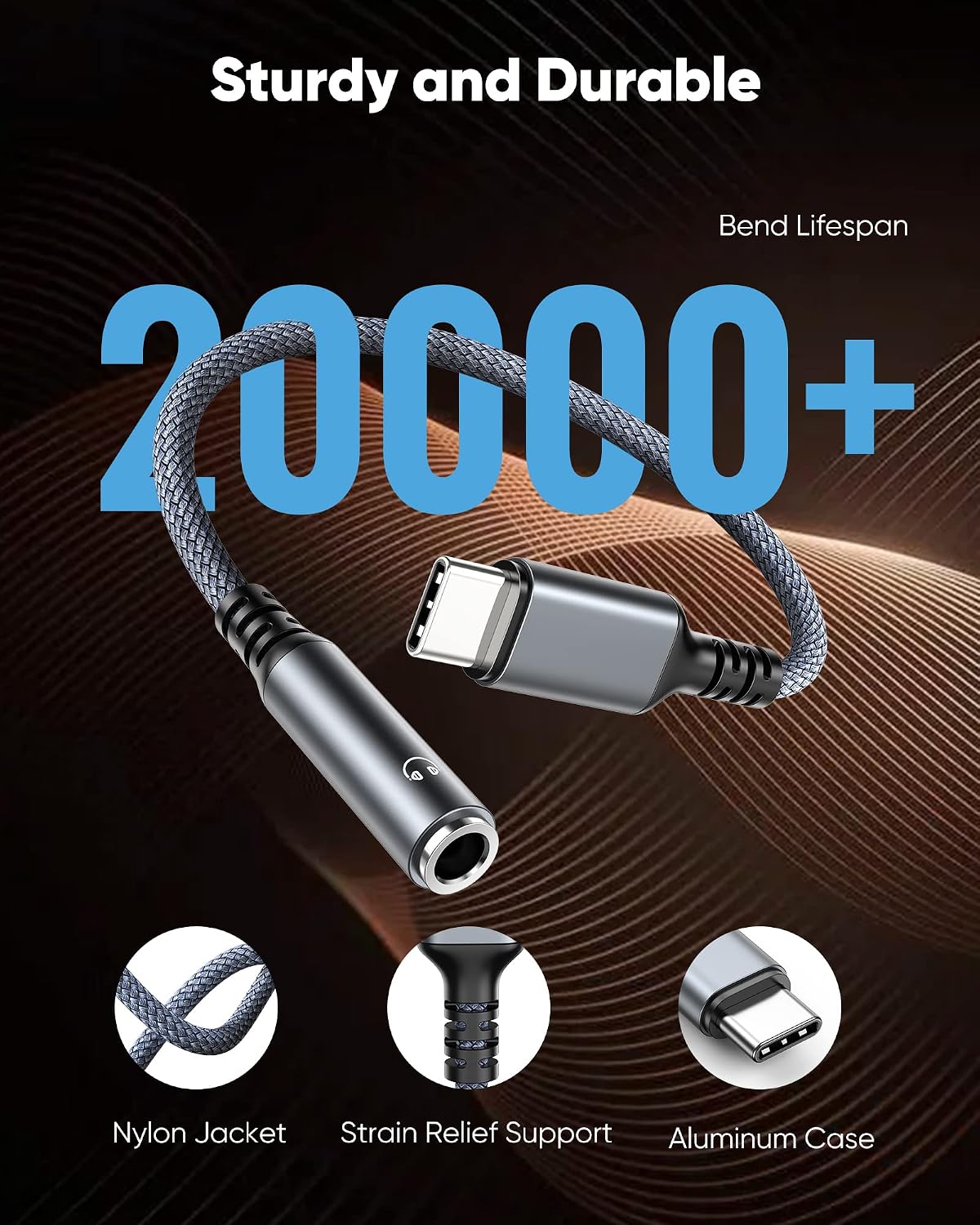 Highwings USB C to 3.5mm Headphones Audio Jack Adapter, USB Type C to Aux Dongle Cable, Compatible with Samsung Galaxy S23/S22/S21/S20/S20+ Ultra, Note 20/10, Pixel, iPad Pro, MacBook, 1 Pack, Grey
